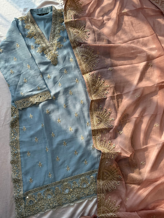 CHIFFON READYMADE EMBROIDERY SUIT 2