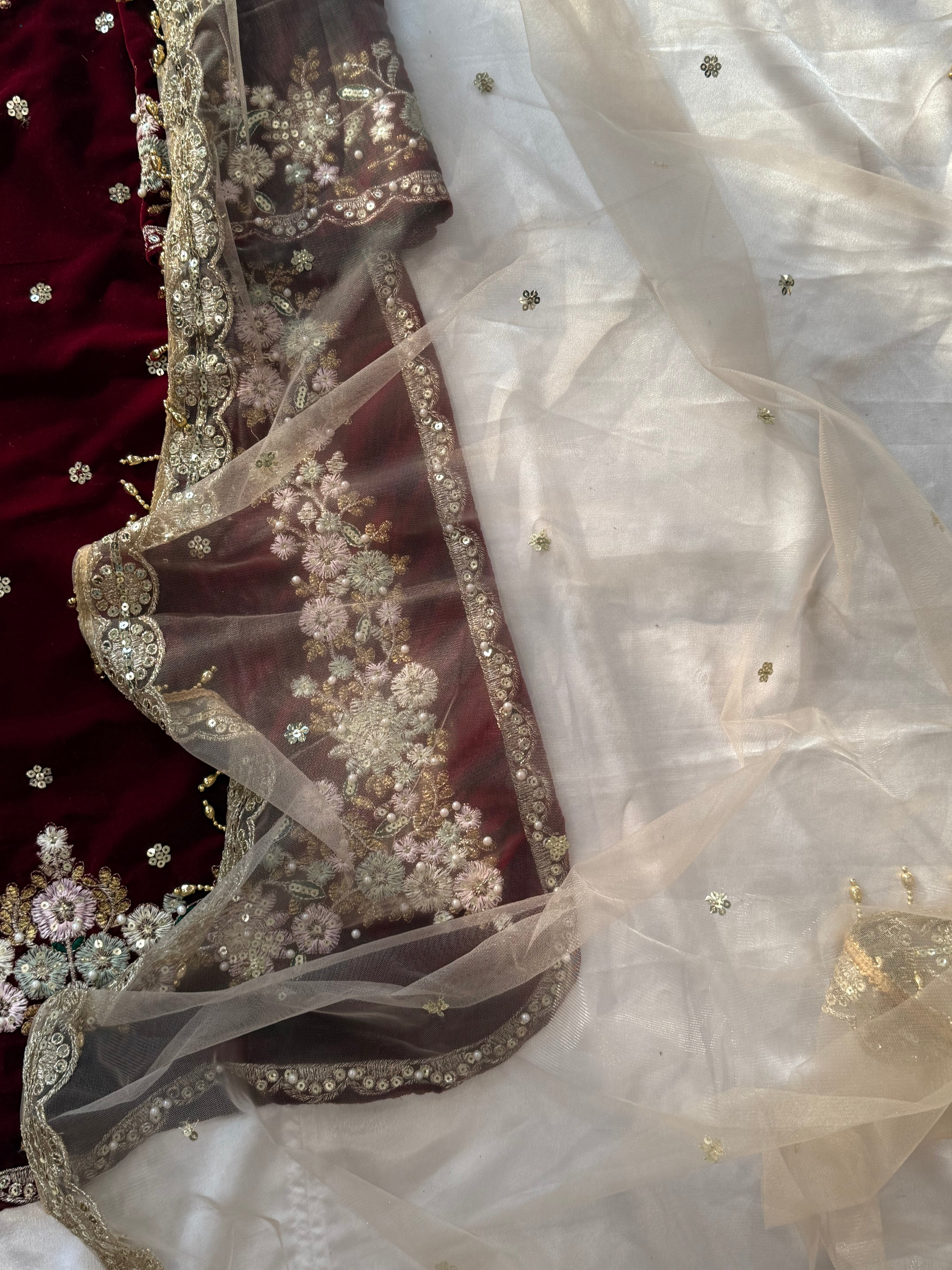 JIMMY CHOO MAROON VELVET READYMADE SUIT Q