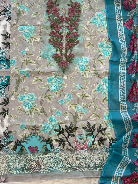 JADE COTTON EMBROIDERY PATCH SUIT 2