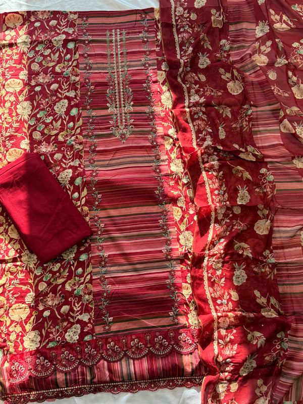 RED AARANYA 4 LAWN EMBROIDERY SUIT 5