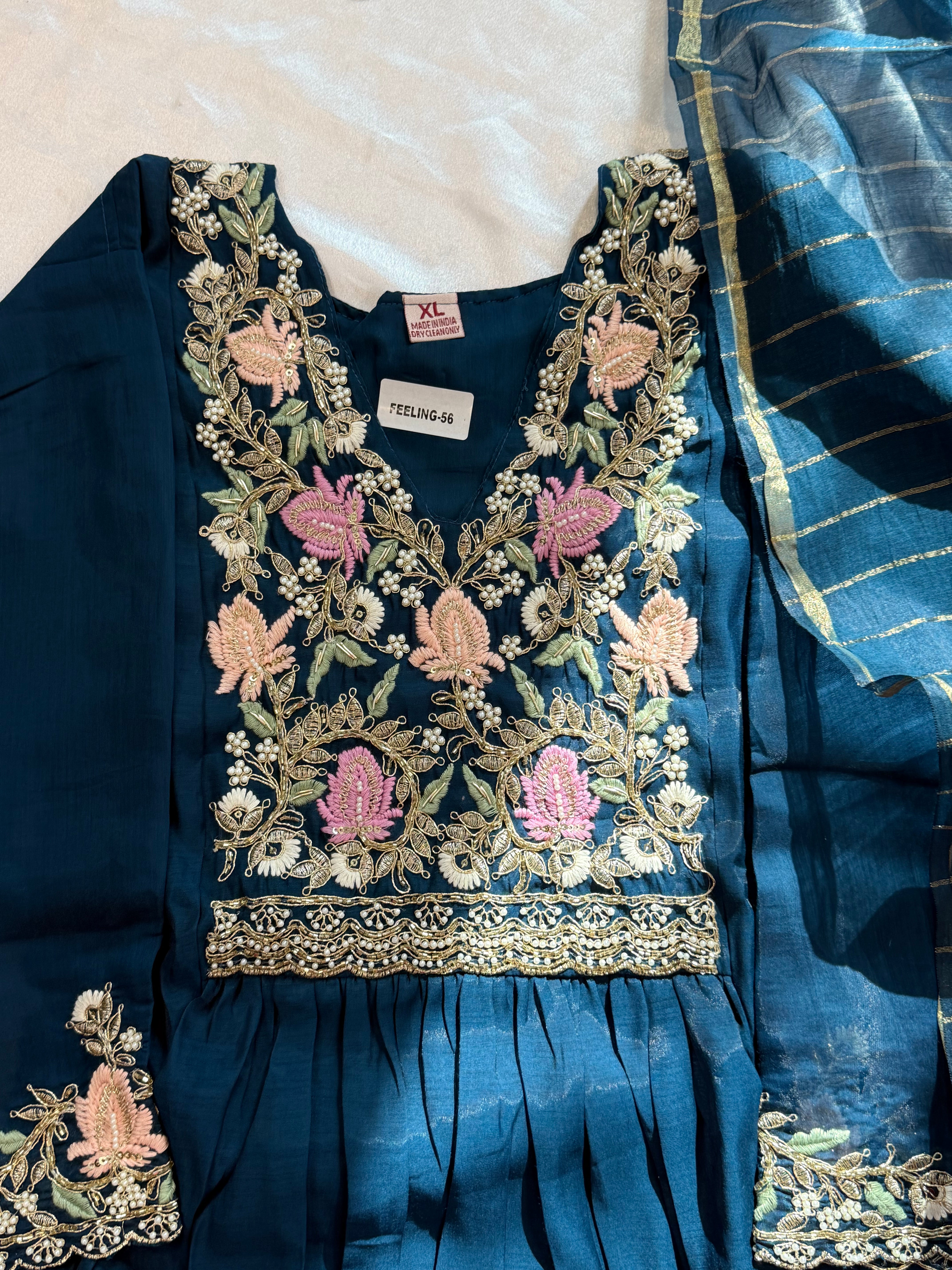 MUL CHANDERI HANDWORK FROCK 1