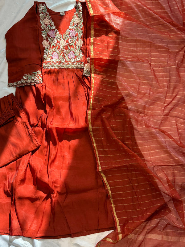 MUL CHANDERI HANDWORK FROCK 2
