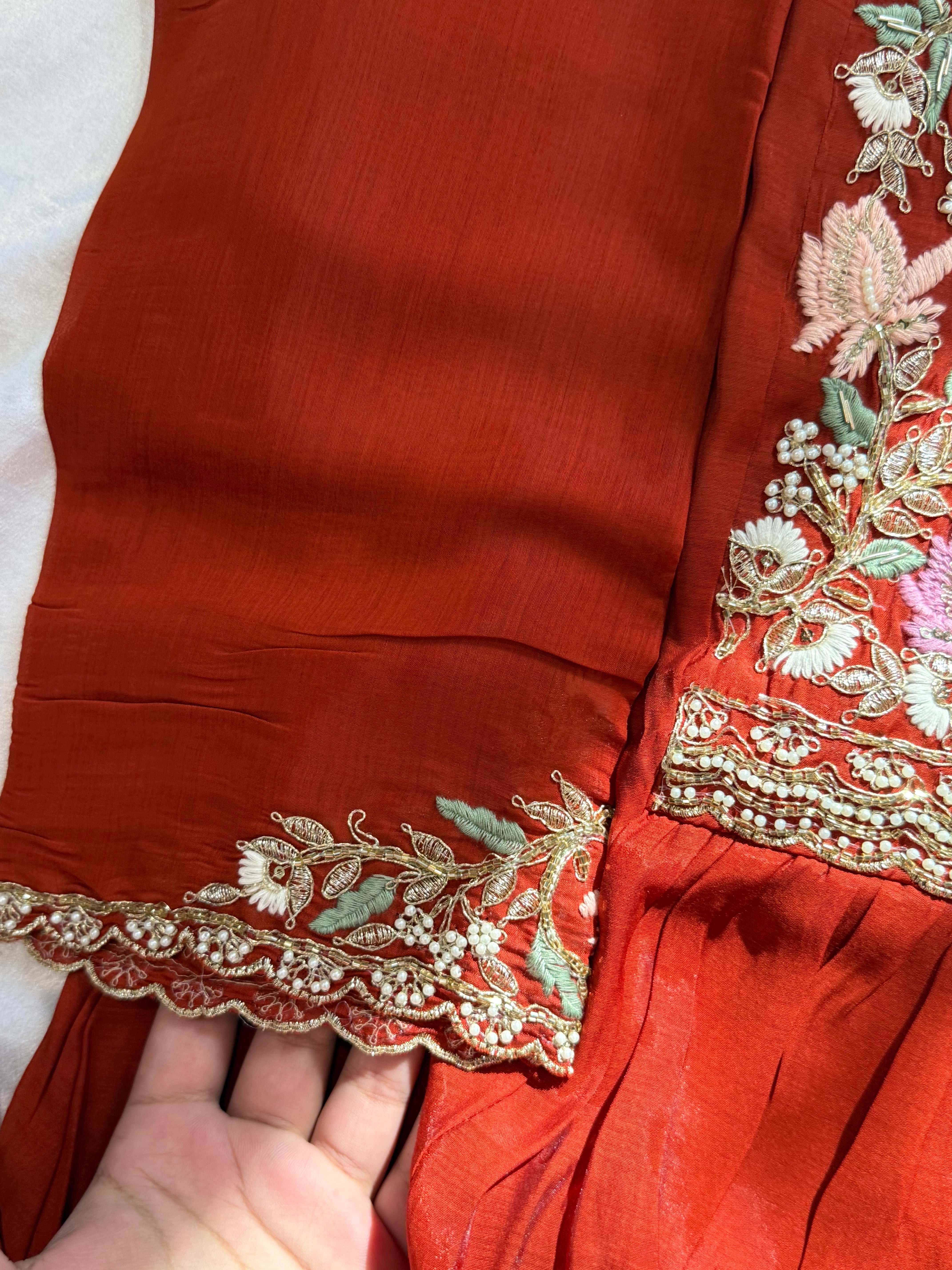 MUL CHANDERI HANDWORK FROCK 2 Q