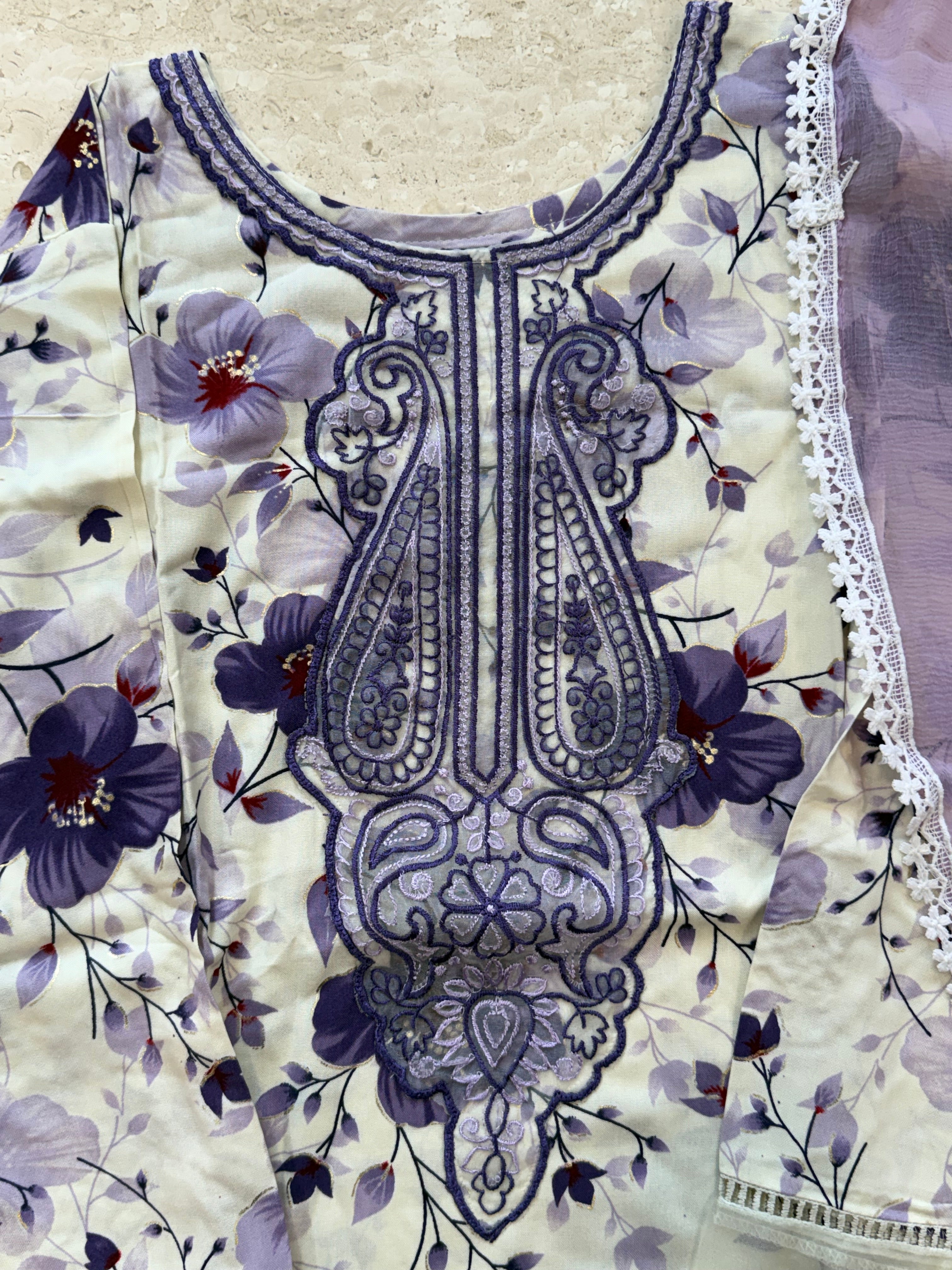 LAWN CUTWORK FARSHI SHALWAR SUIT 3 R