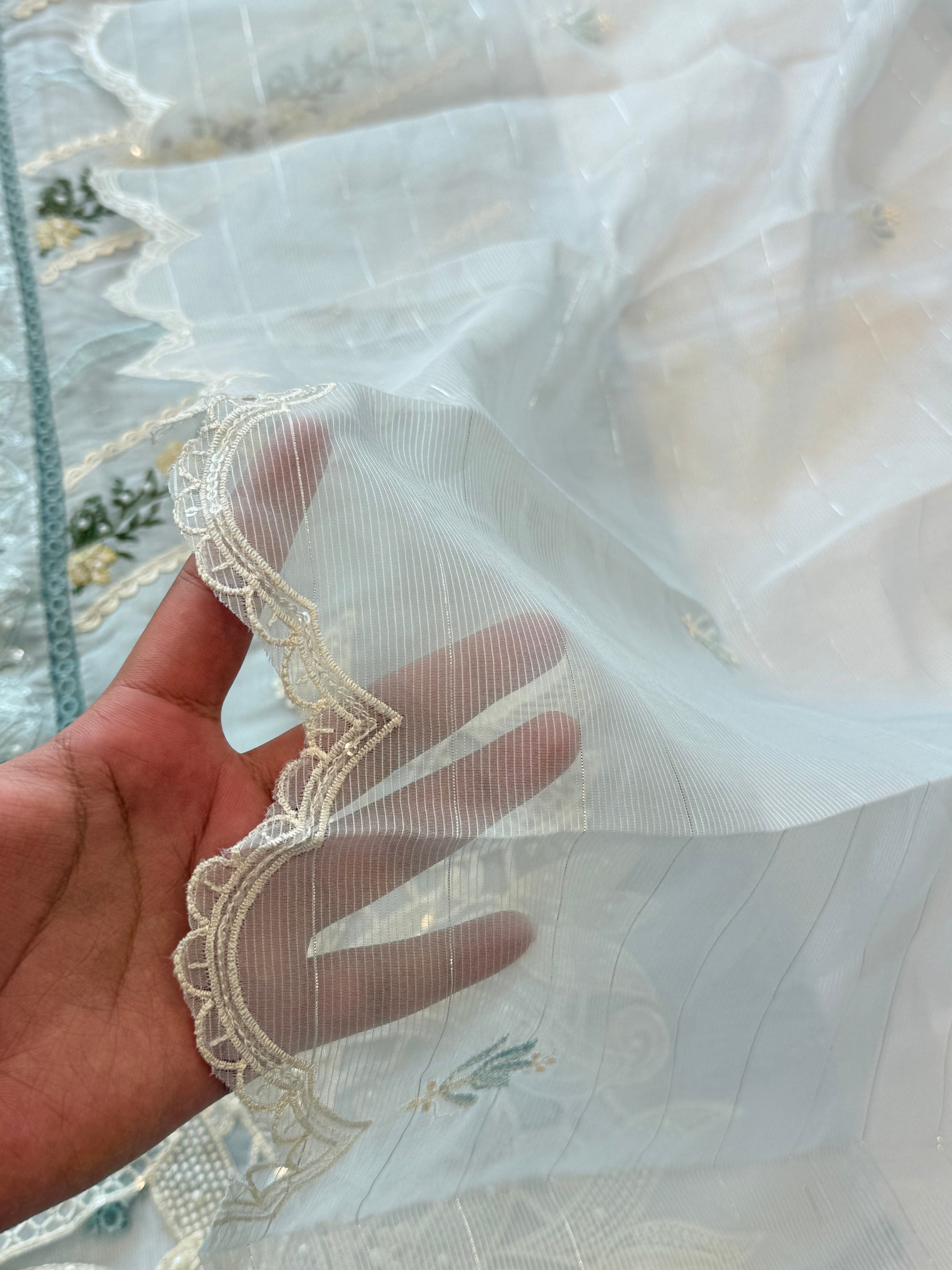 CHECKS ORGANZA EMBROIDERY SUIT 3 Q
