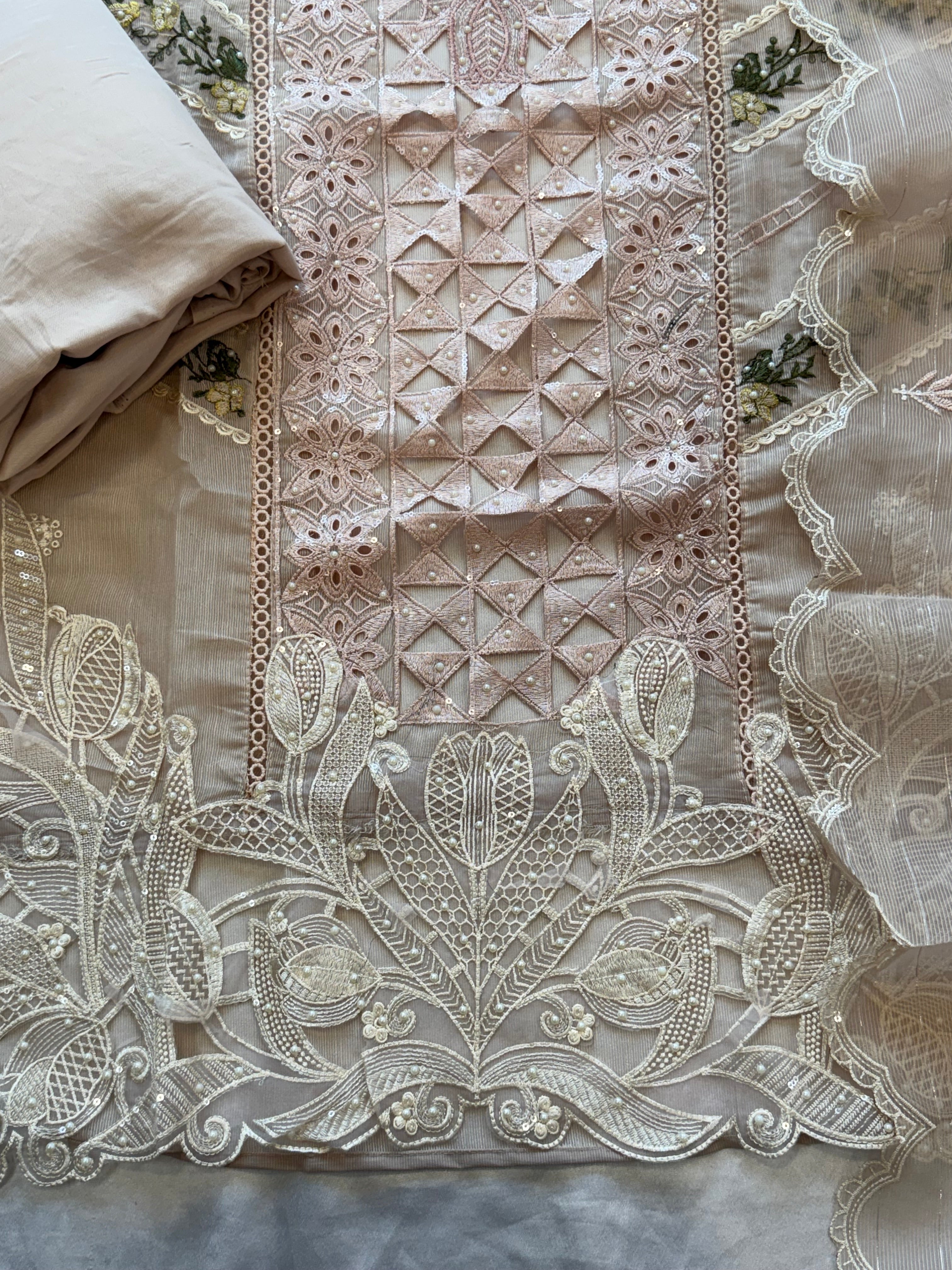 CHECKS ORGANZA EMBROIDERY SUIT 1 Q