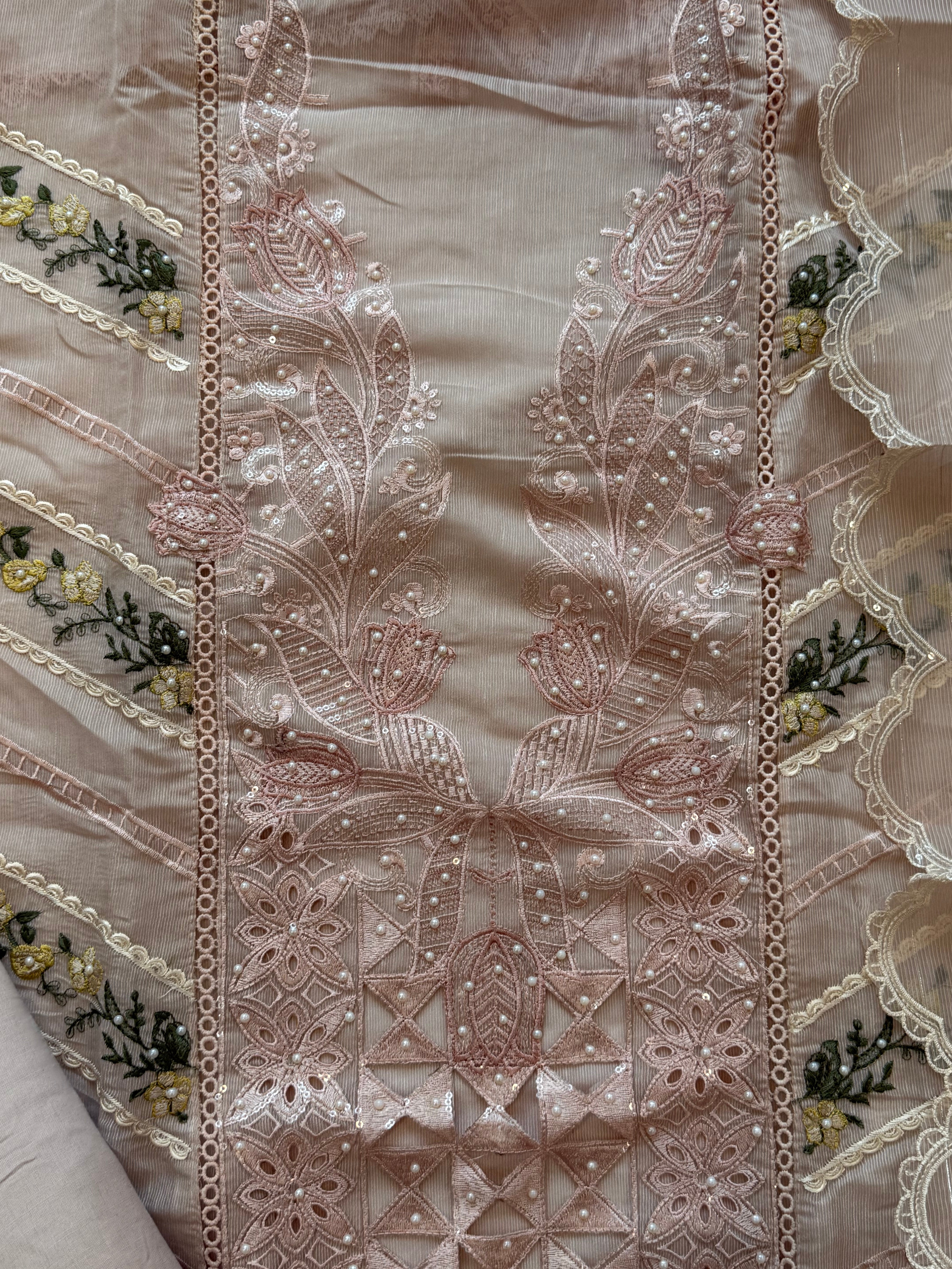 CHECKS ORGANZA EMBROIDERY SUIT 1 Q