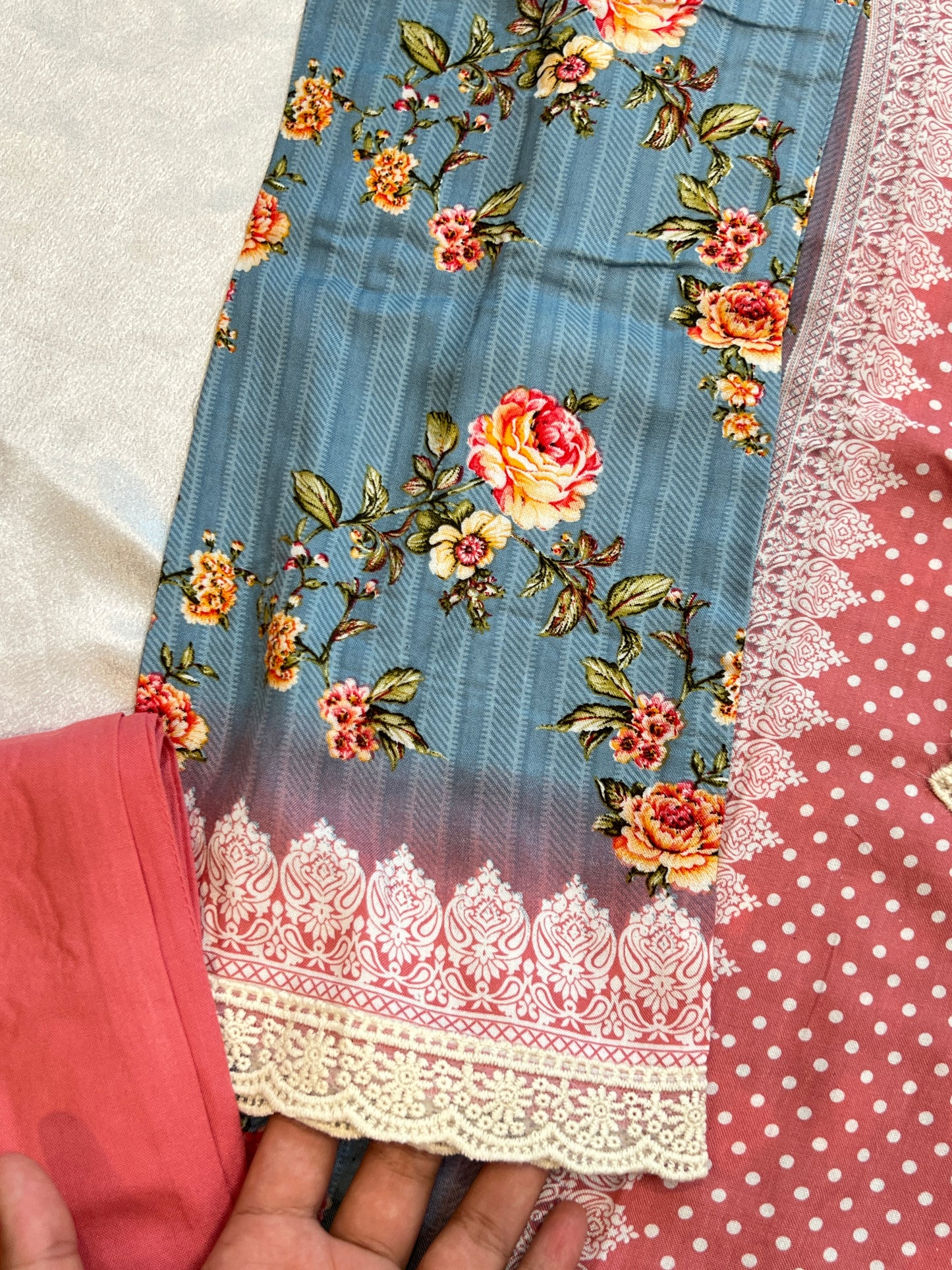 GREY MUGHAL COTTON READYMADE SUIT