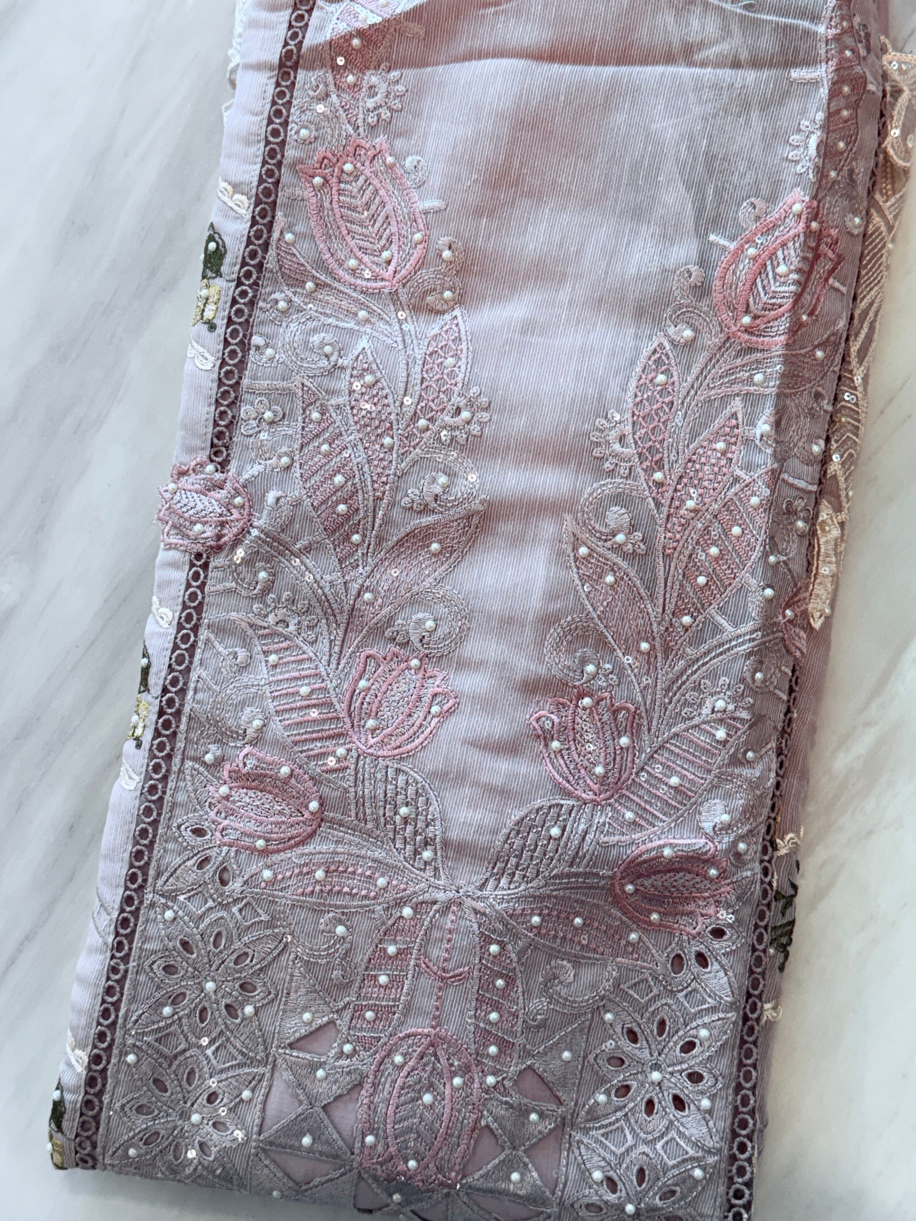 CHECKS ORGANZA EMBROIDERY SUIT 2 Q