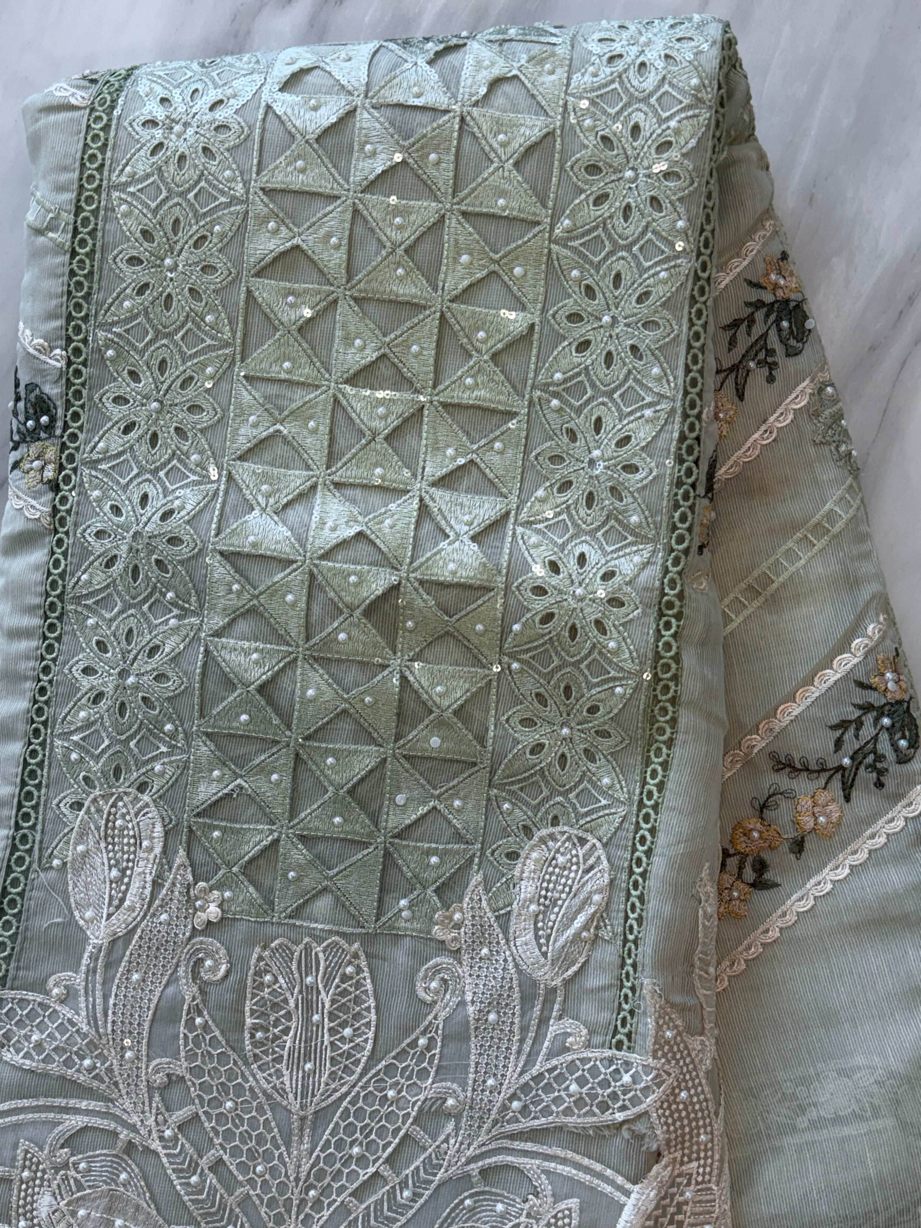 CHECKS ORGANZA EMBROIDERY SUIT 4
