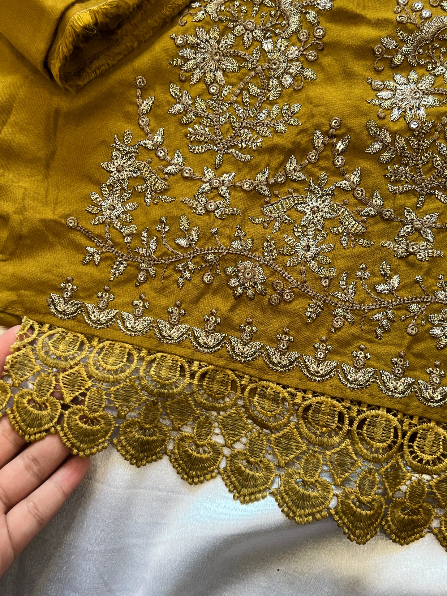 MARIA B MUSTERED RAYON EMBROIDERY SUIT