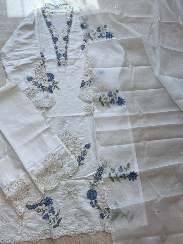 MILKY WHITE CUTWORK EMBROIDERY SUIT 1 Q