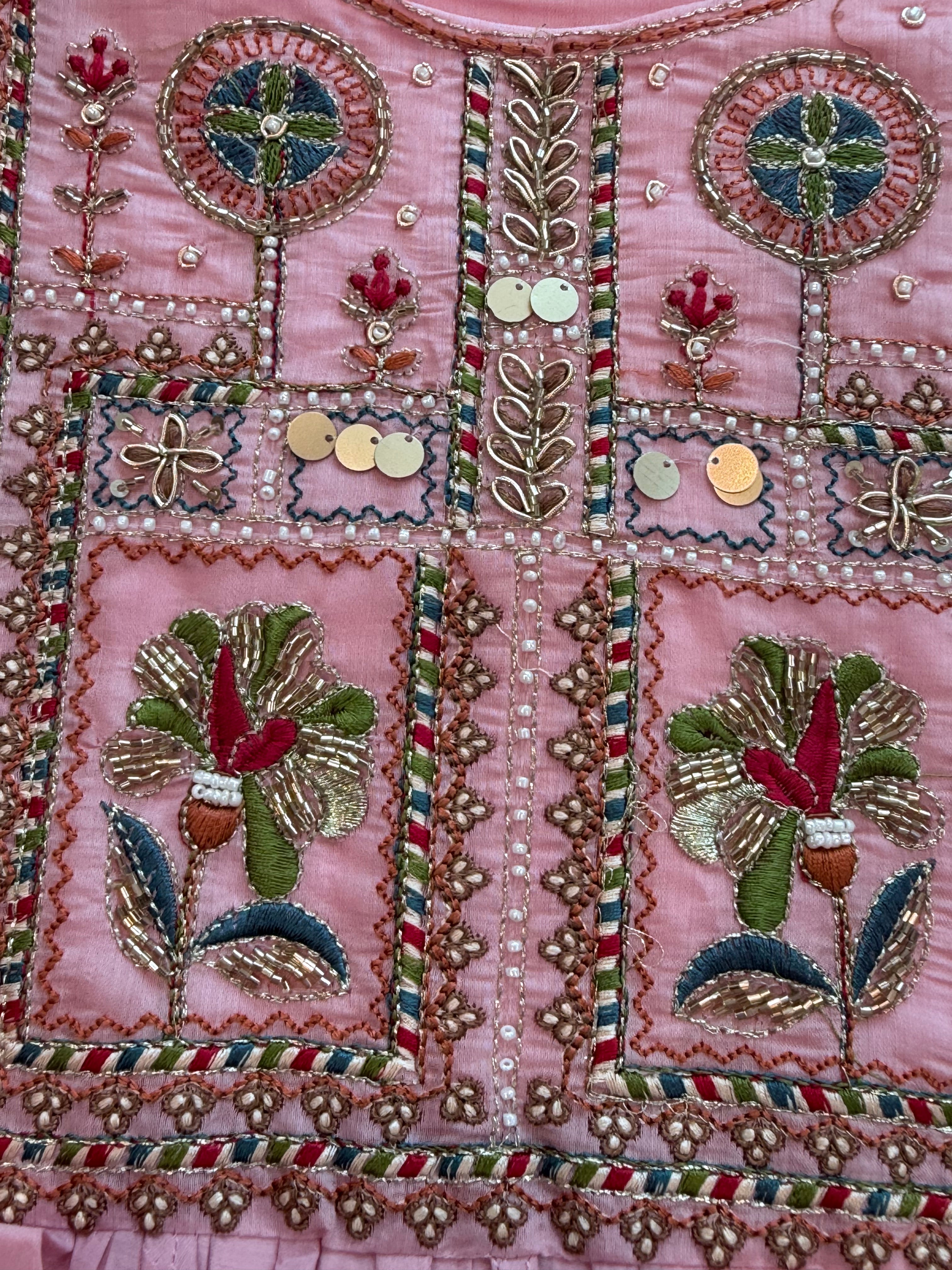 MUL CHANDERI HANDWORK FROCK 4 Q