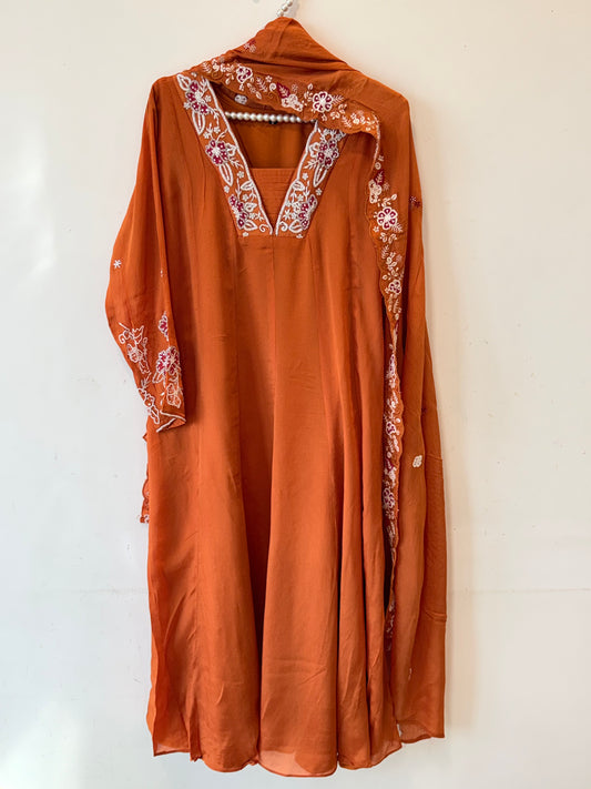 PARO CREPE HANDWORK FROCK 15 Q