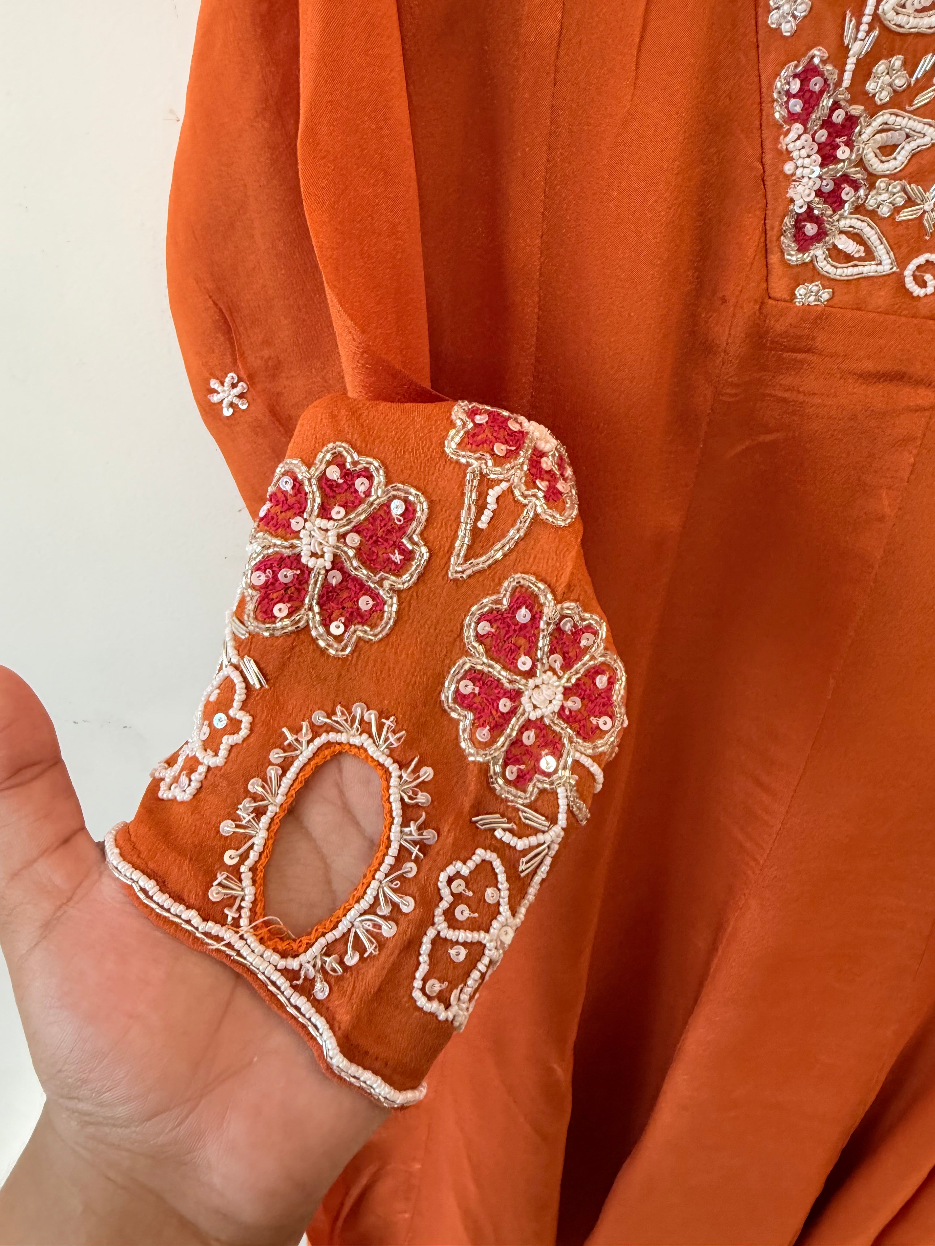 PARO CREPE HANDWORK FROCK 15 Q