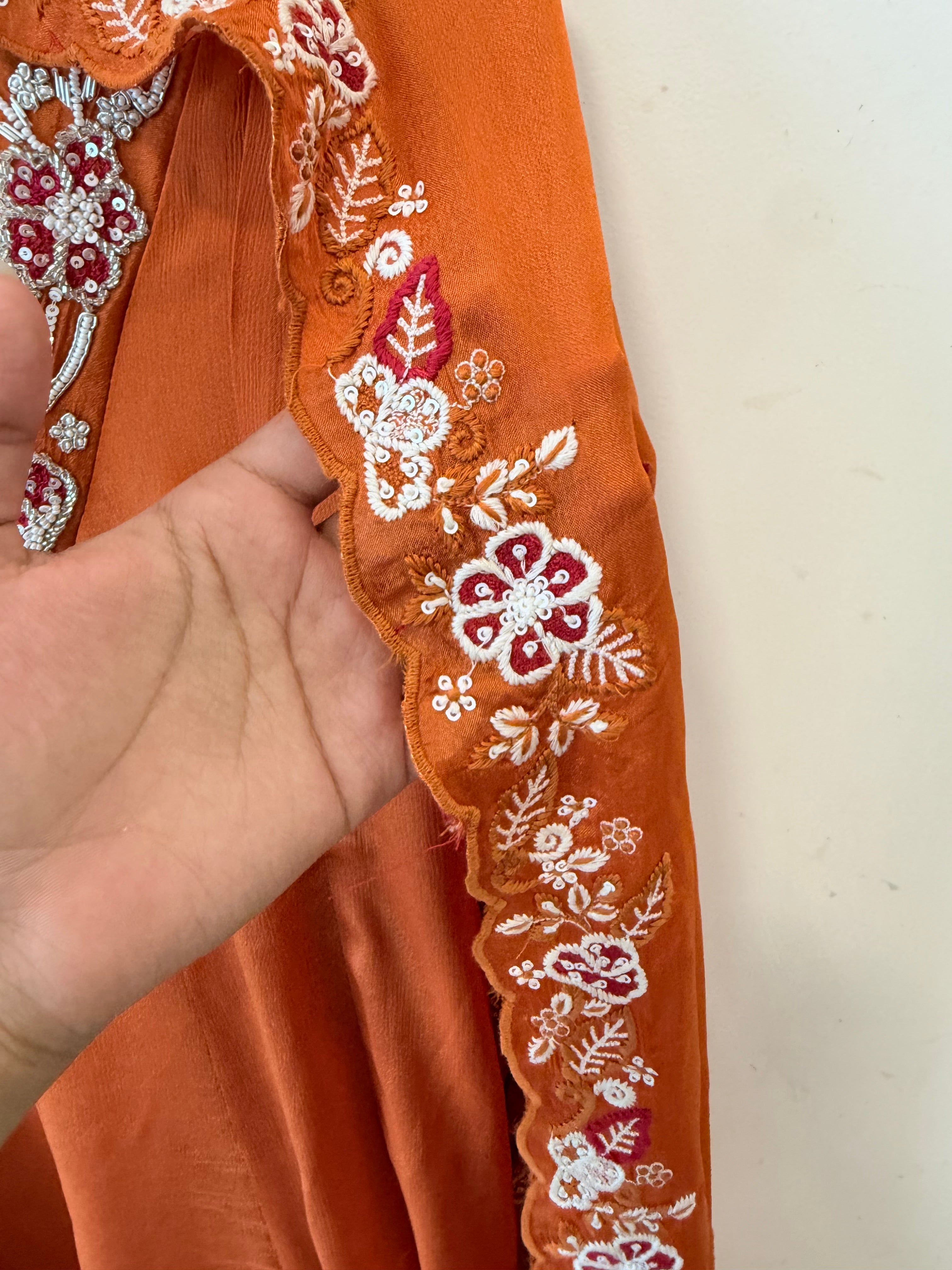 PARO CREPE HANDWORK FROCK 15 Q