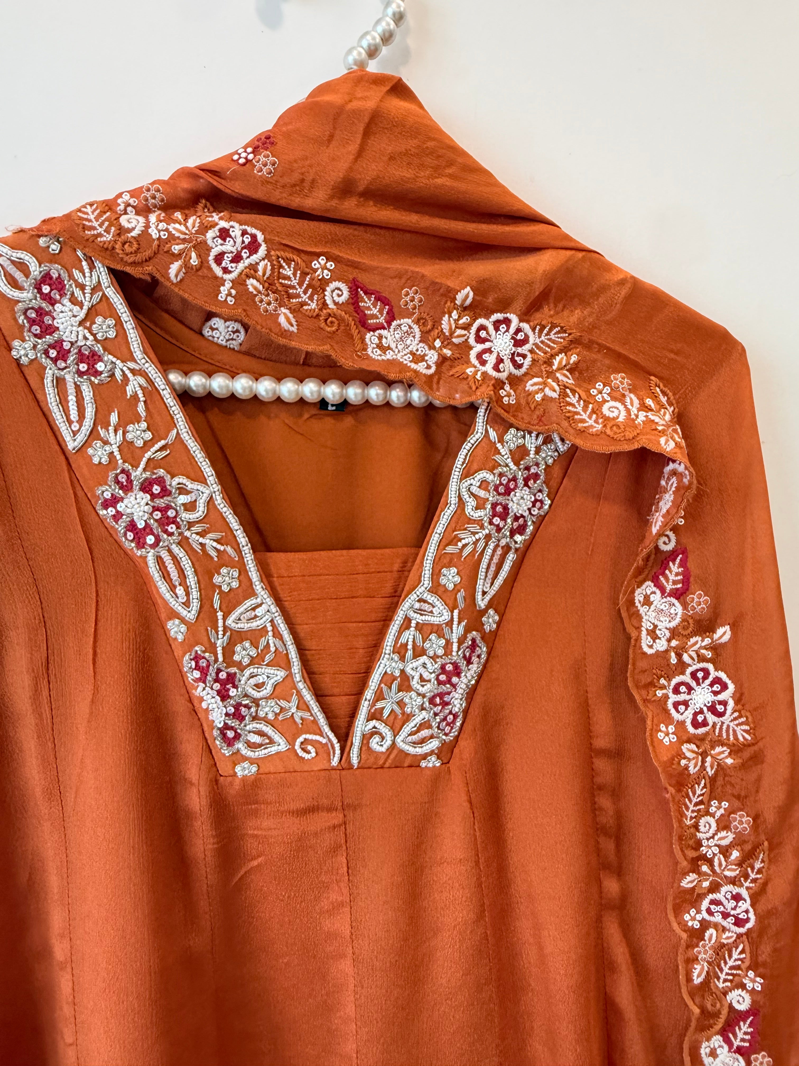 PARO CREPE HANDWORK FROCK 15 Q