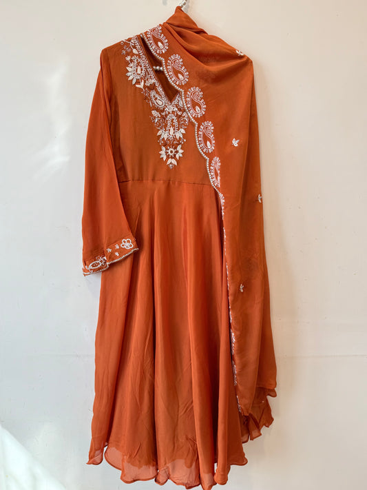 PARO CREPE HANDWORK FROCK 16 Q