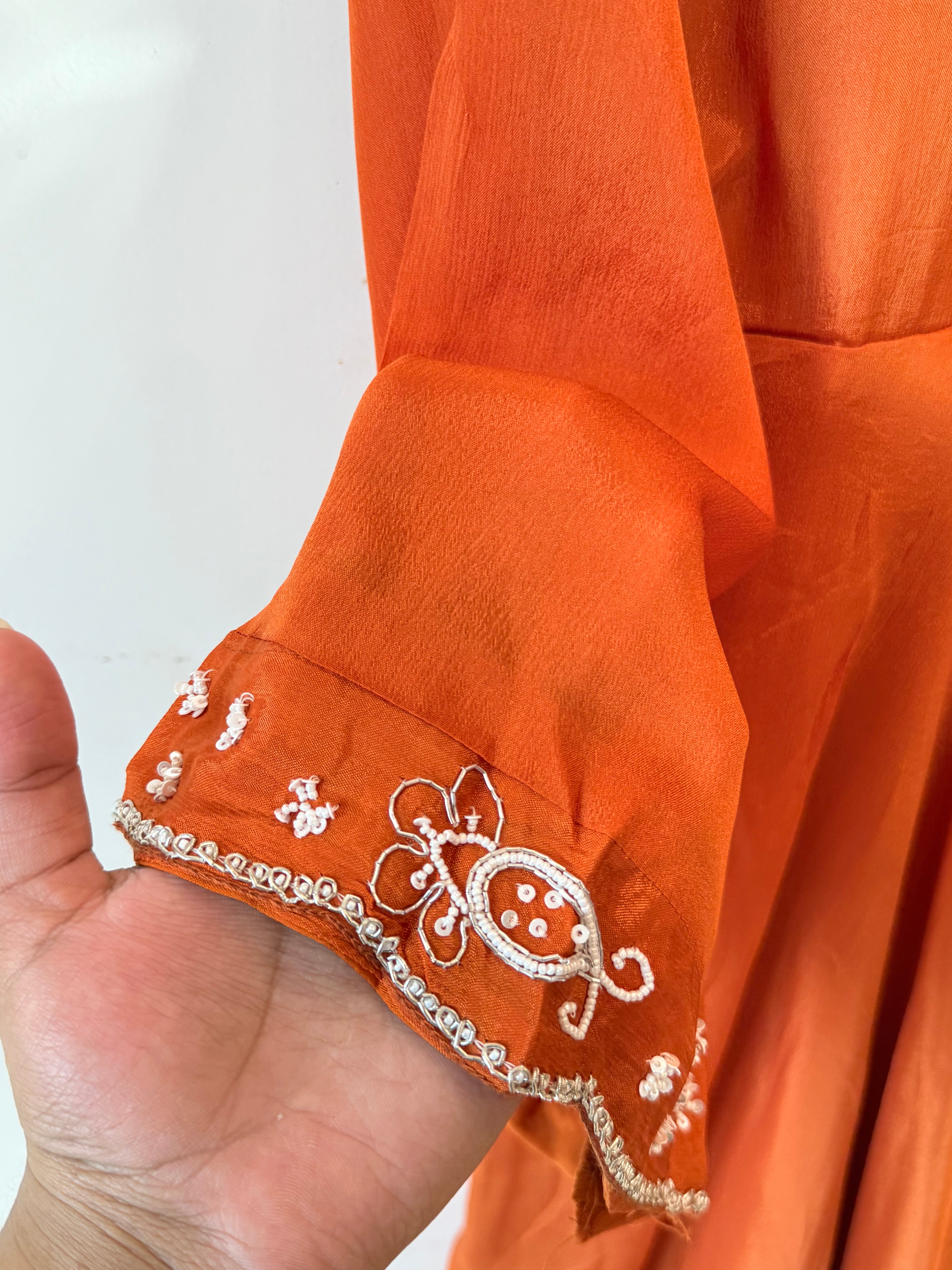 PARO CREPE HANDWORK FROCK 16 Q