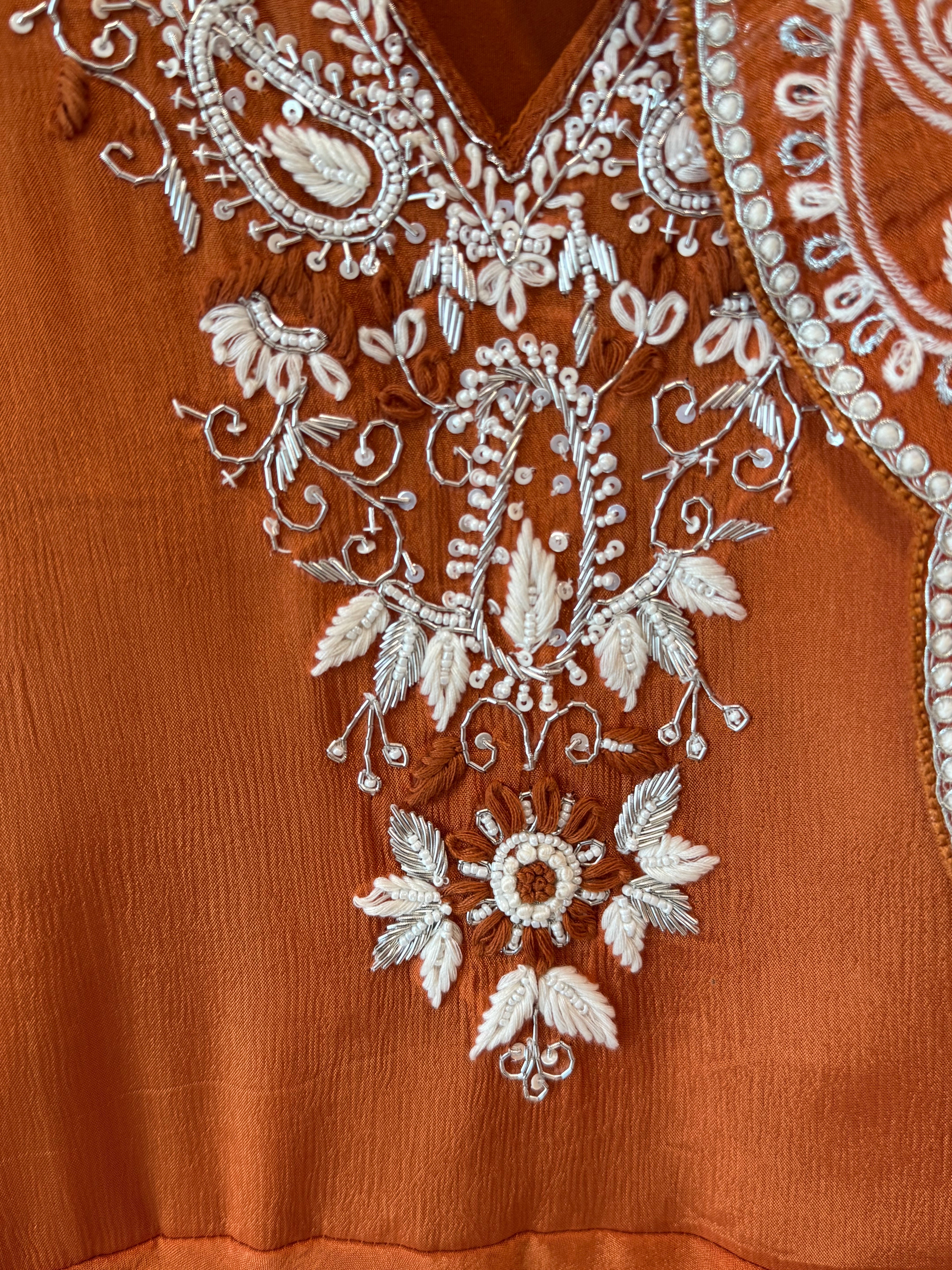 PARO CREPE HANDWORK FROCK 16 Q