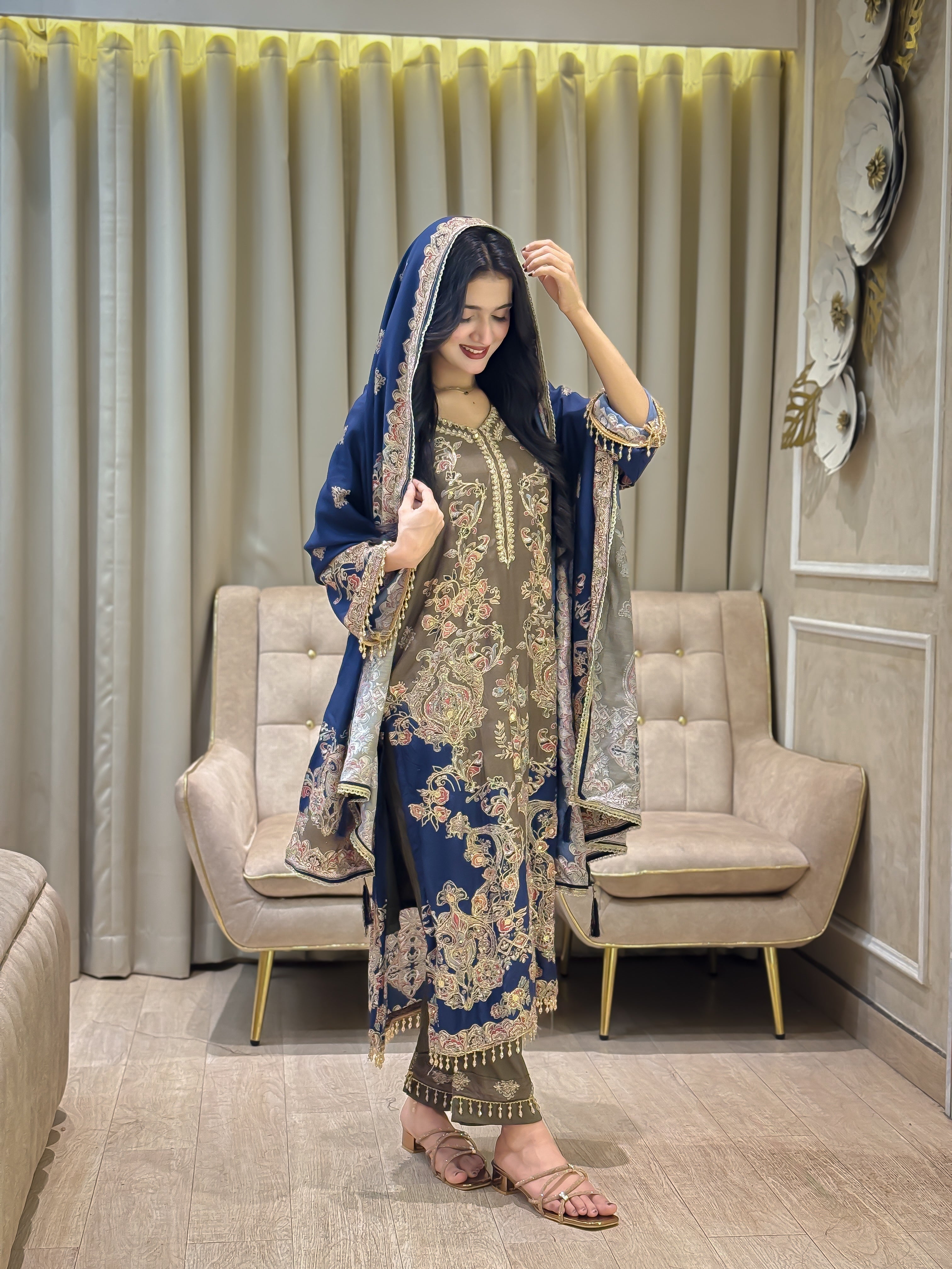 RAHI MUSLIN READYMADE SUIT 6 R