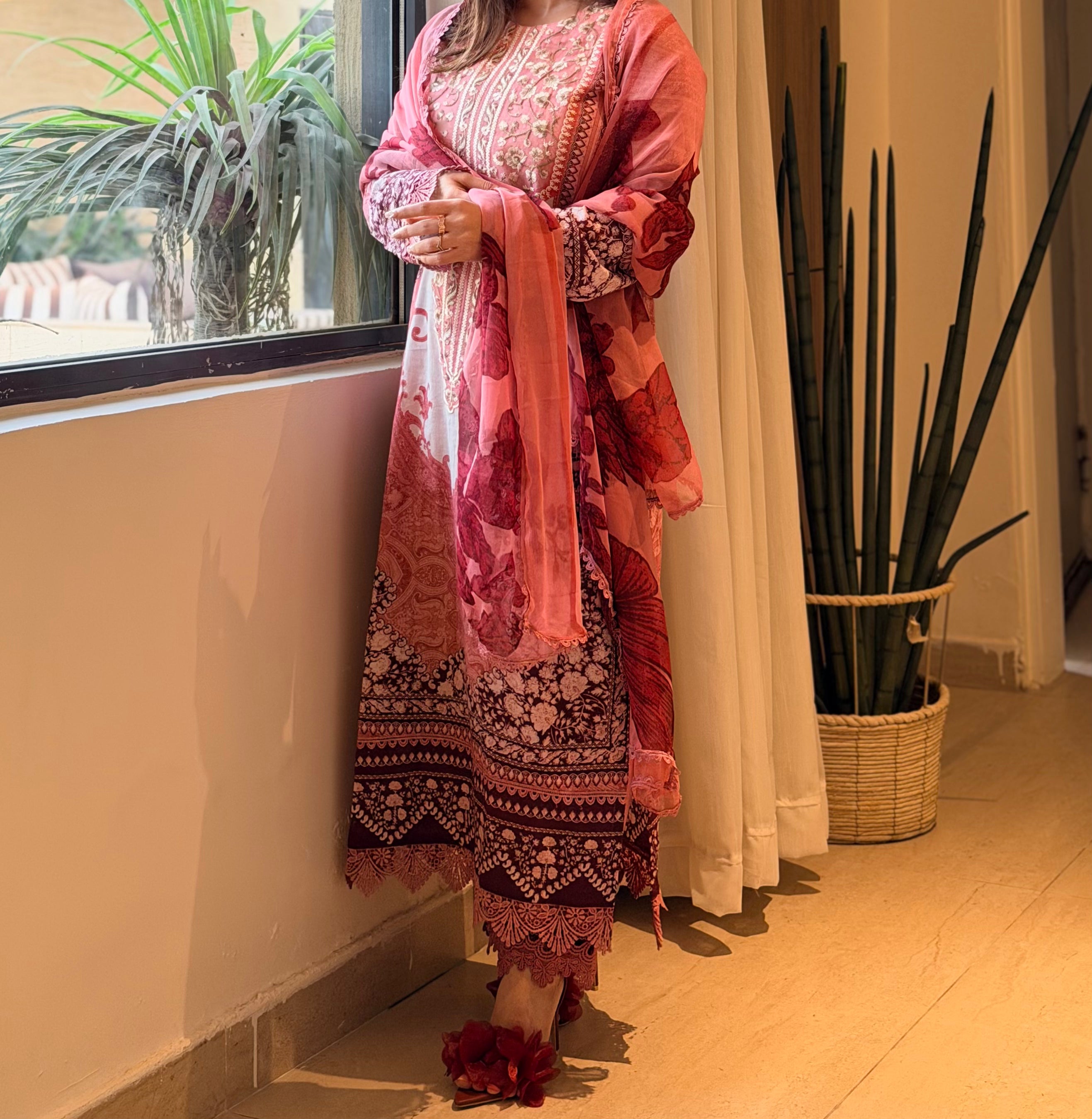 HARSHA PEACH READYMADE SUIT Q