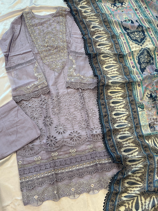 RAHI PURPLE PURE COTTON EMBROIDERY SUIT 13