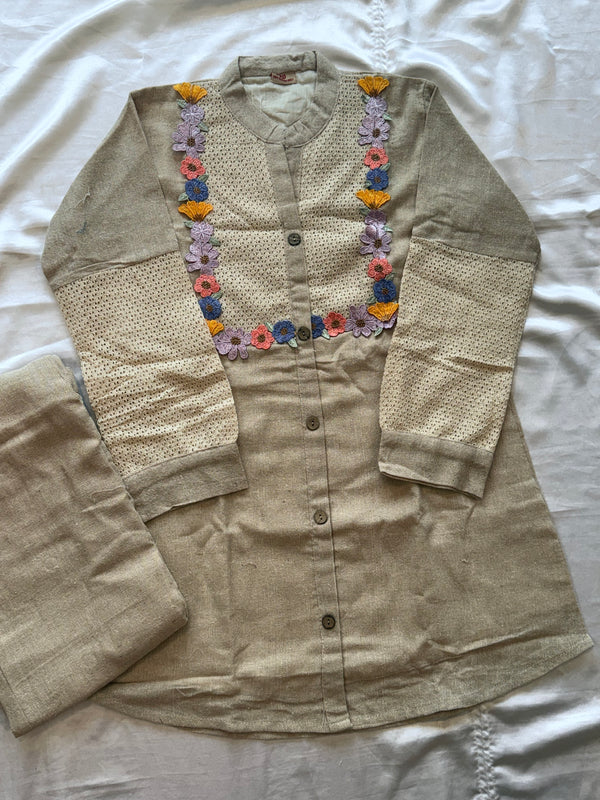 JUTE CO-ORD READYMADE SUIT Q