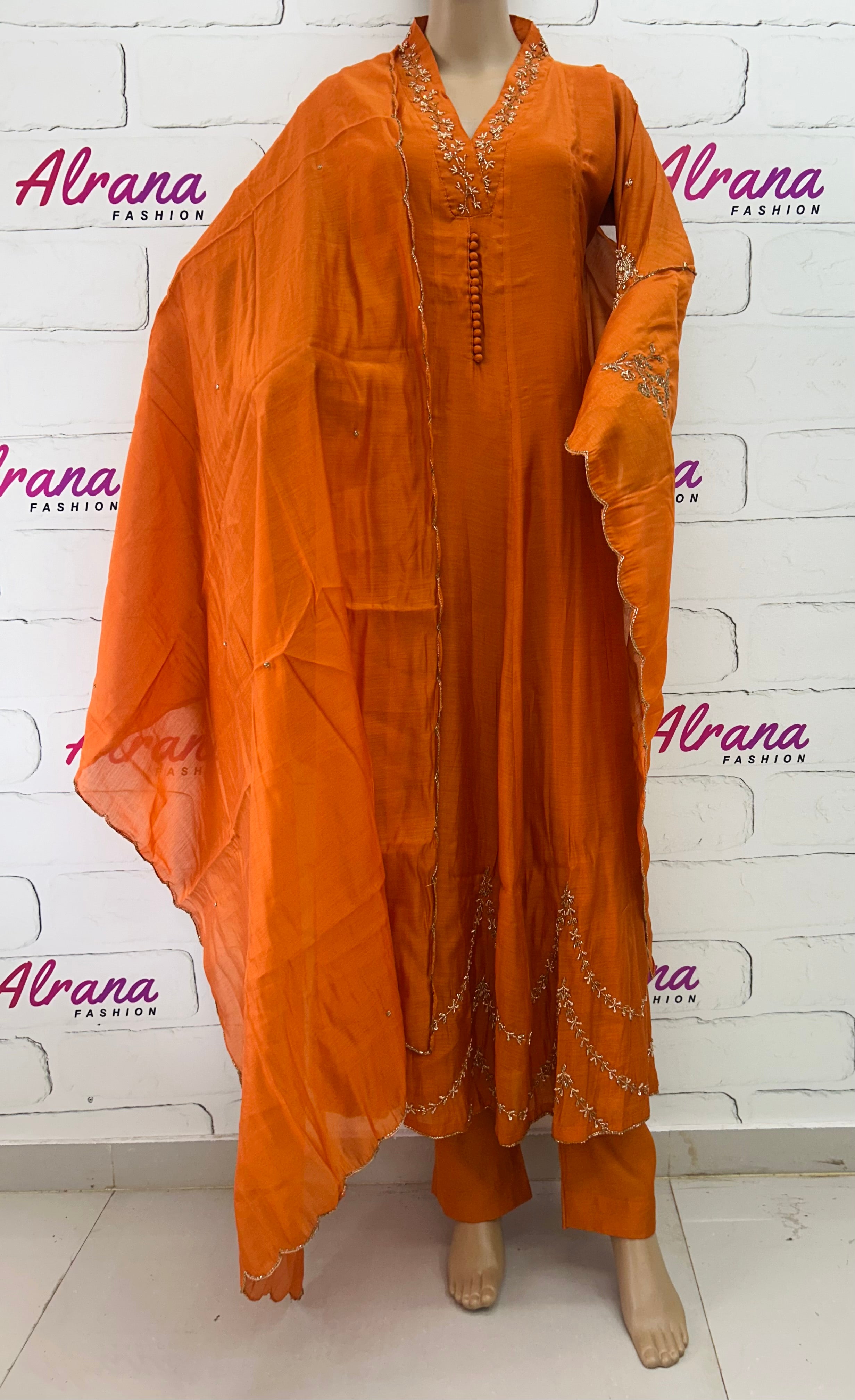 MUL CHANDERI HANDWORK FROCK 8001 Q