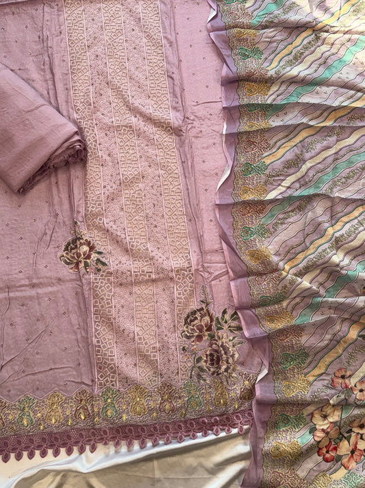 MAKHMAL PURE CREPE EMBROIDERY SUIT 10 Q