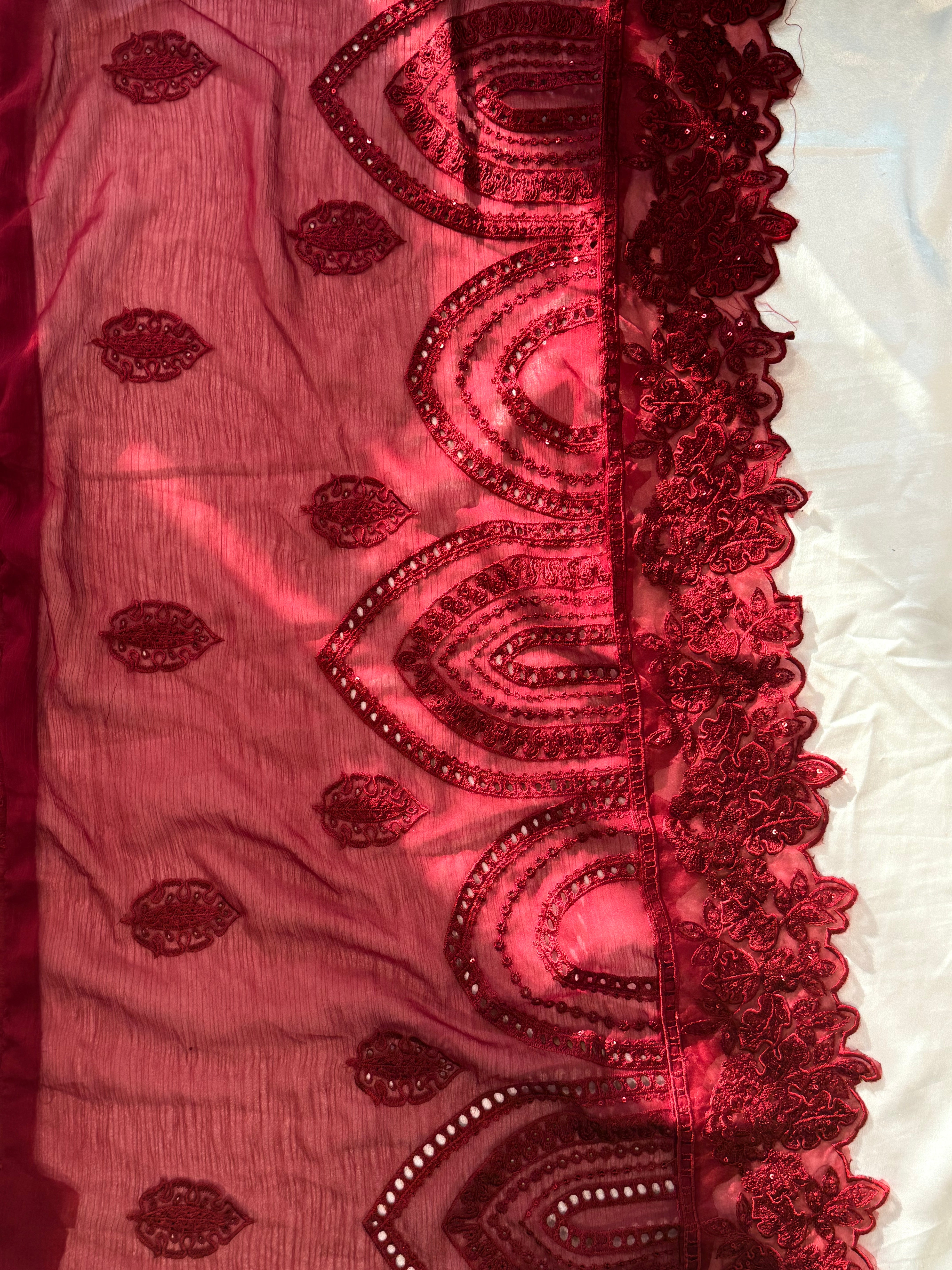 MAROON NOOR-E-CHIFFON EMBROIDERY SUIT Q