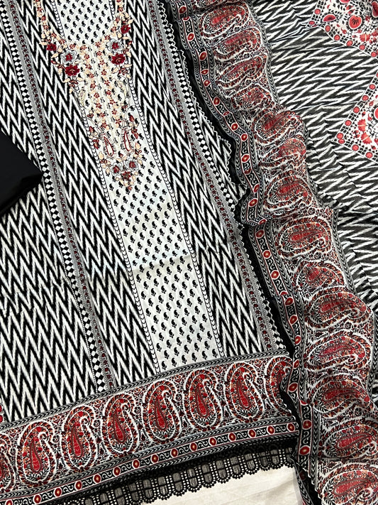 ELAHE BLACK COTTON EMBROIDERY SUIT 1
