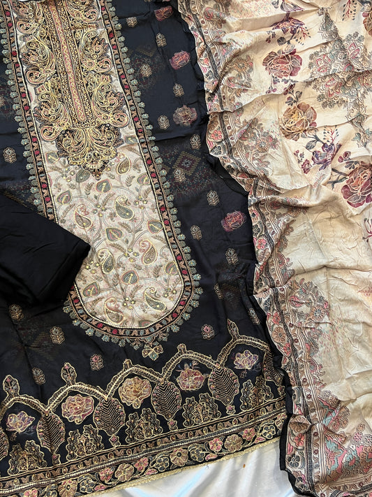 BLACK MUSLIN EMBROIDERY SUIT 281