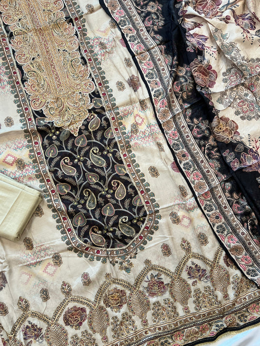 OFFWHITE MUSLIN EMBROIDERY SUIT 281