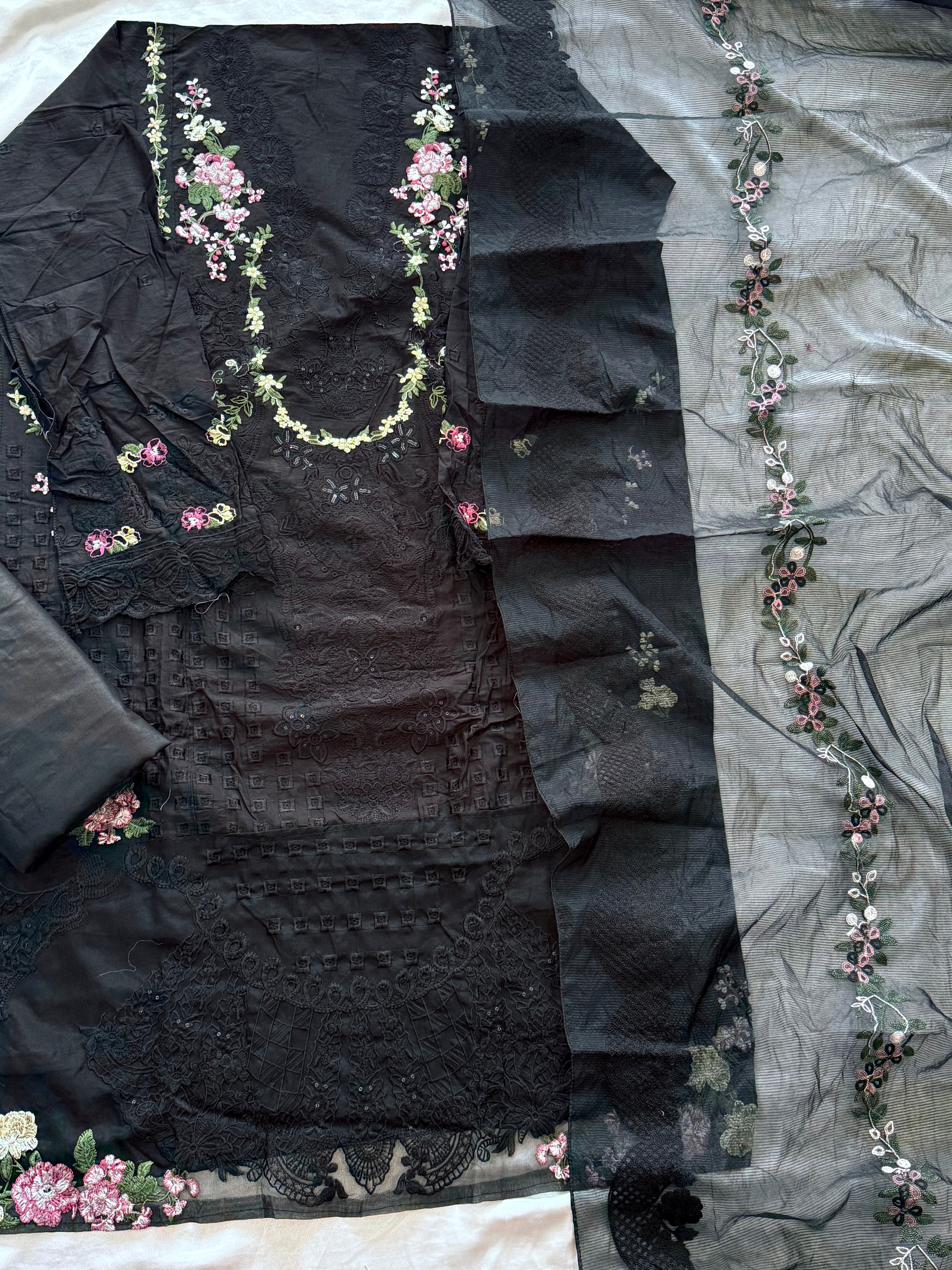 YUMNA BLACK COTTON EMBROIDERY SUIT