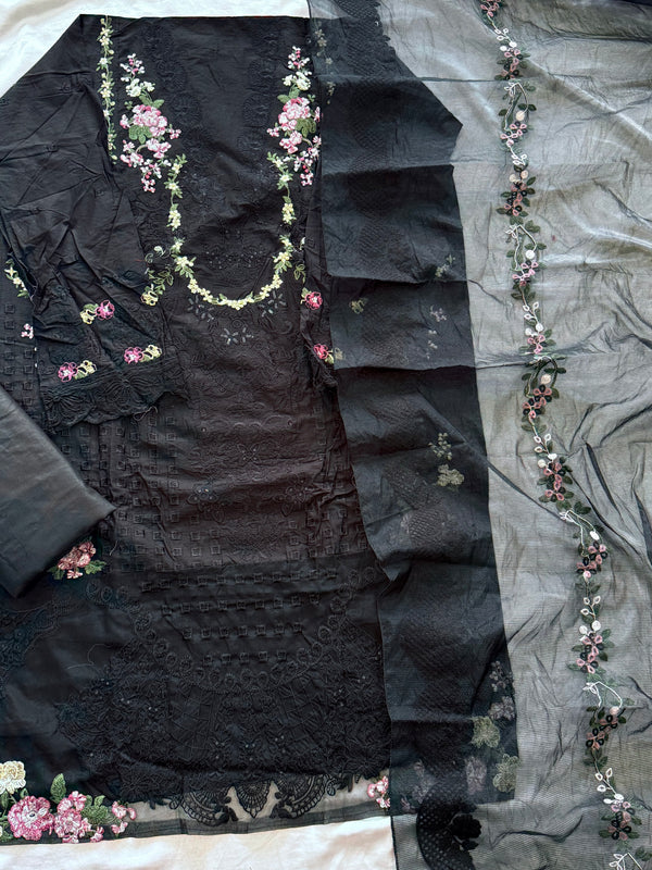 YUMNA BLACK COTTON EMBROIDERY SUIT Q