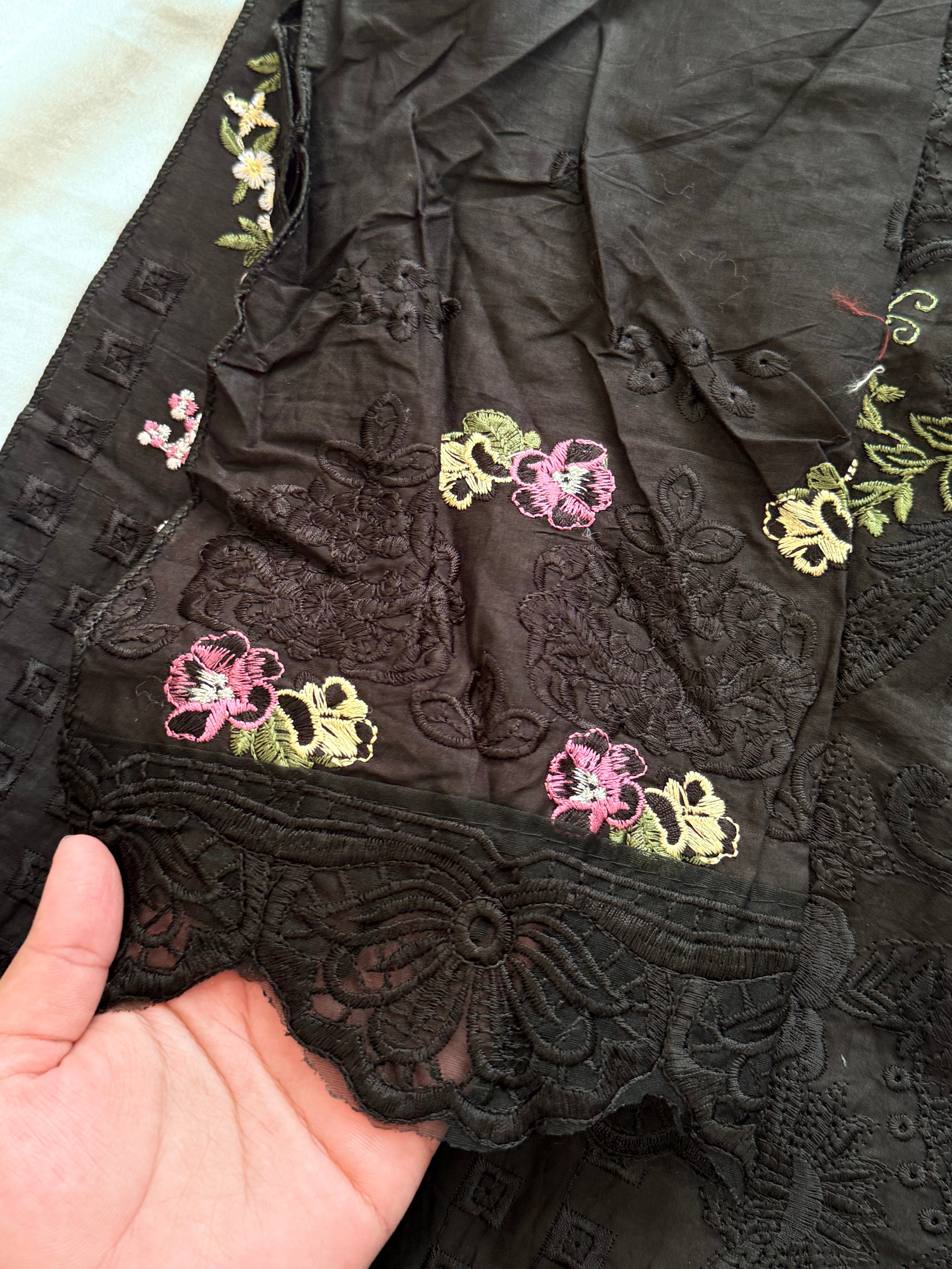YUMNA BLACK COTTON EMBROIDERY SUIT
