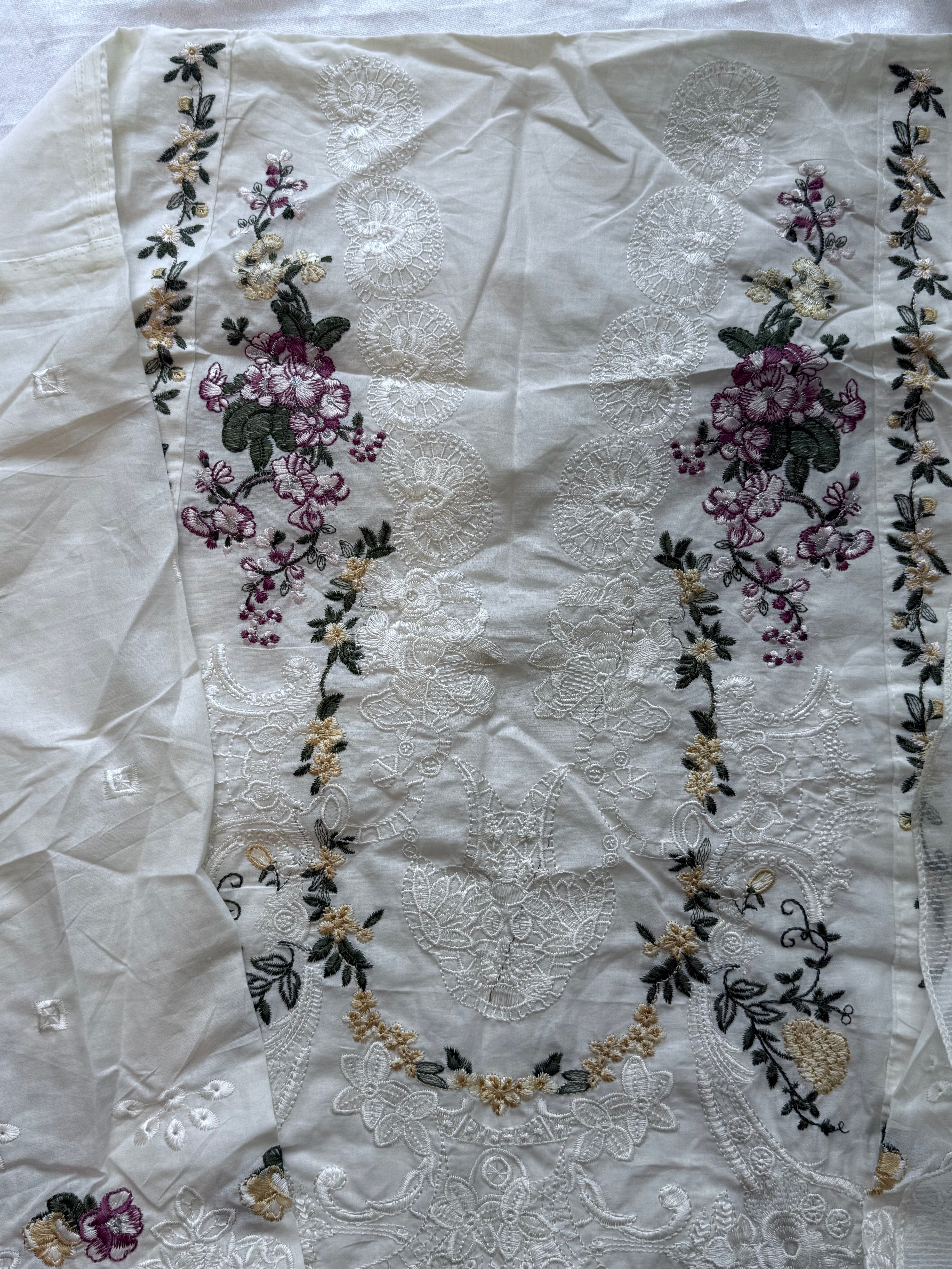 YUMNA OFFWHITE COTTON EMBROIDERY SUIT