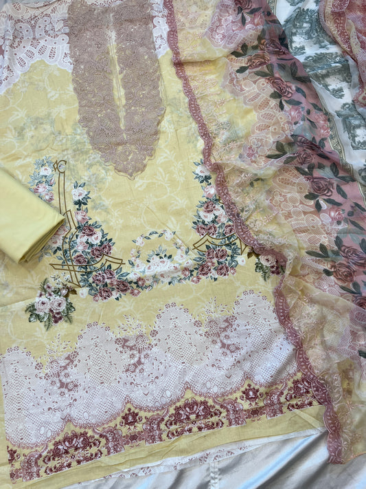 NEEDLE LAWN EMBROIDERY PATCH SUIT