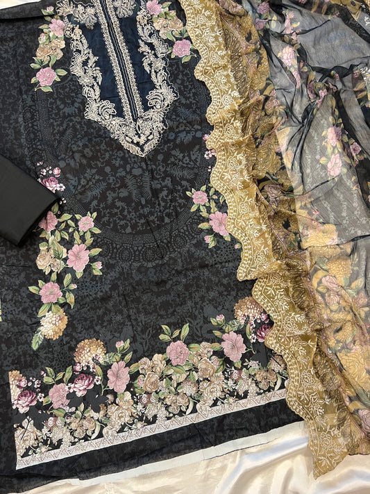 NEEDLE LAWN EMBROIDERY PATCH SUIT
