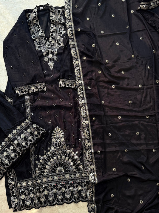 CHINNON SILK READYMADE EMBROIDERY SUIT 977 Q