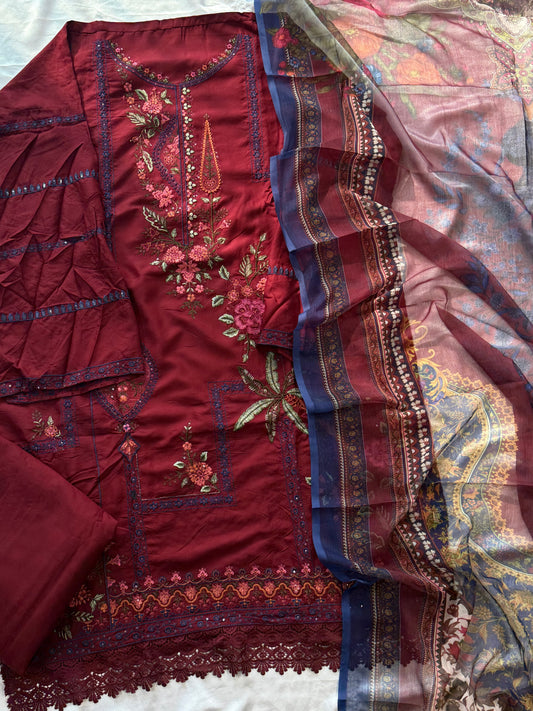 MARIA B RAYON EMBROIDERY SUIT Q