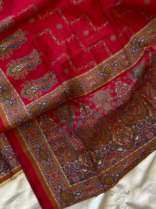 RED MUMTAZ MUSLIN EMBROIDERY SUIT