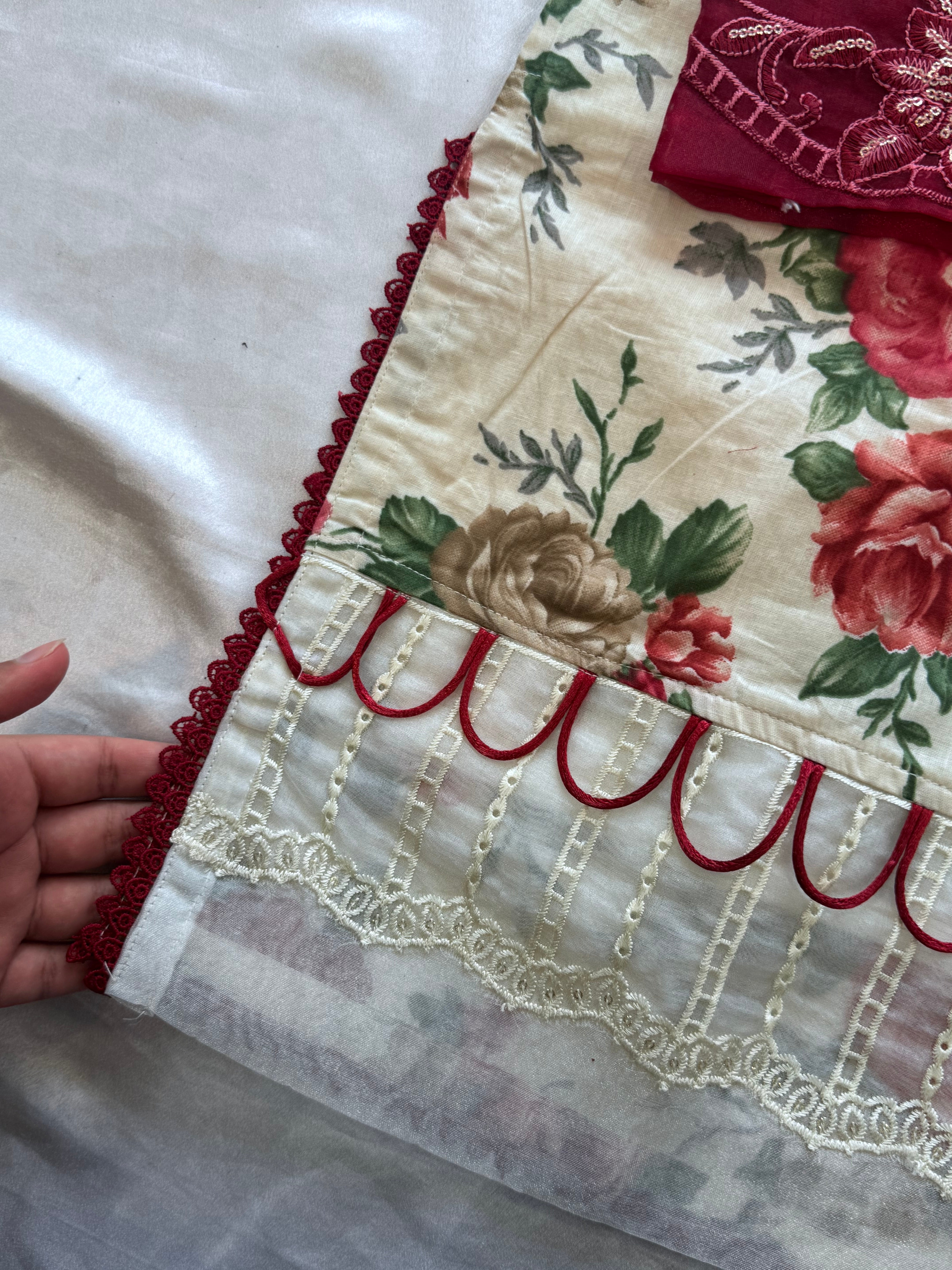 FLORAL COTTON PATCH FARSHI SHALWAR SUIT