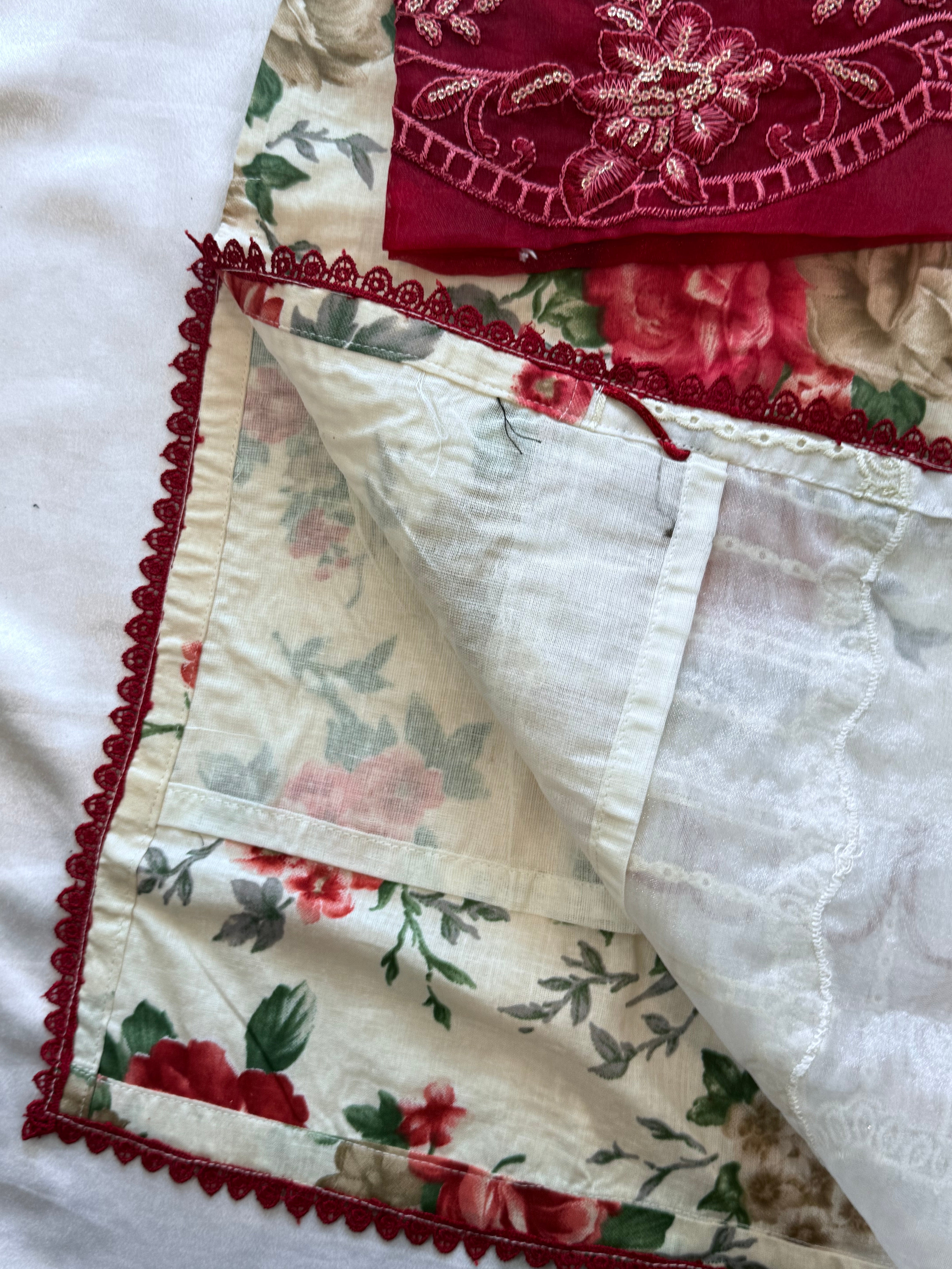 FLORAL COTTON PATCH FARSHI SHALWAR SUIT