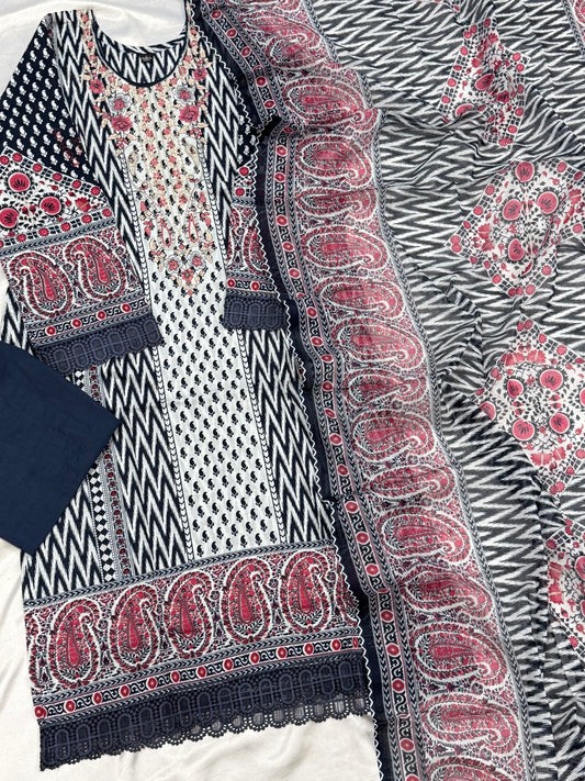 ELAHE BLUE LAWN READYMADE SUIT 3 Q