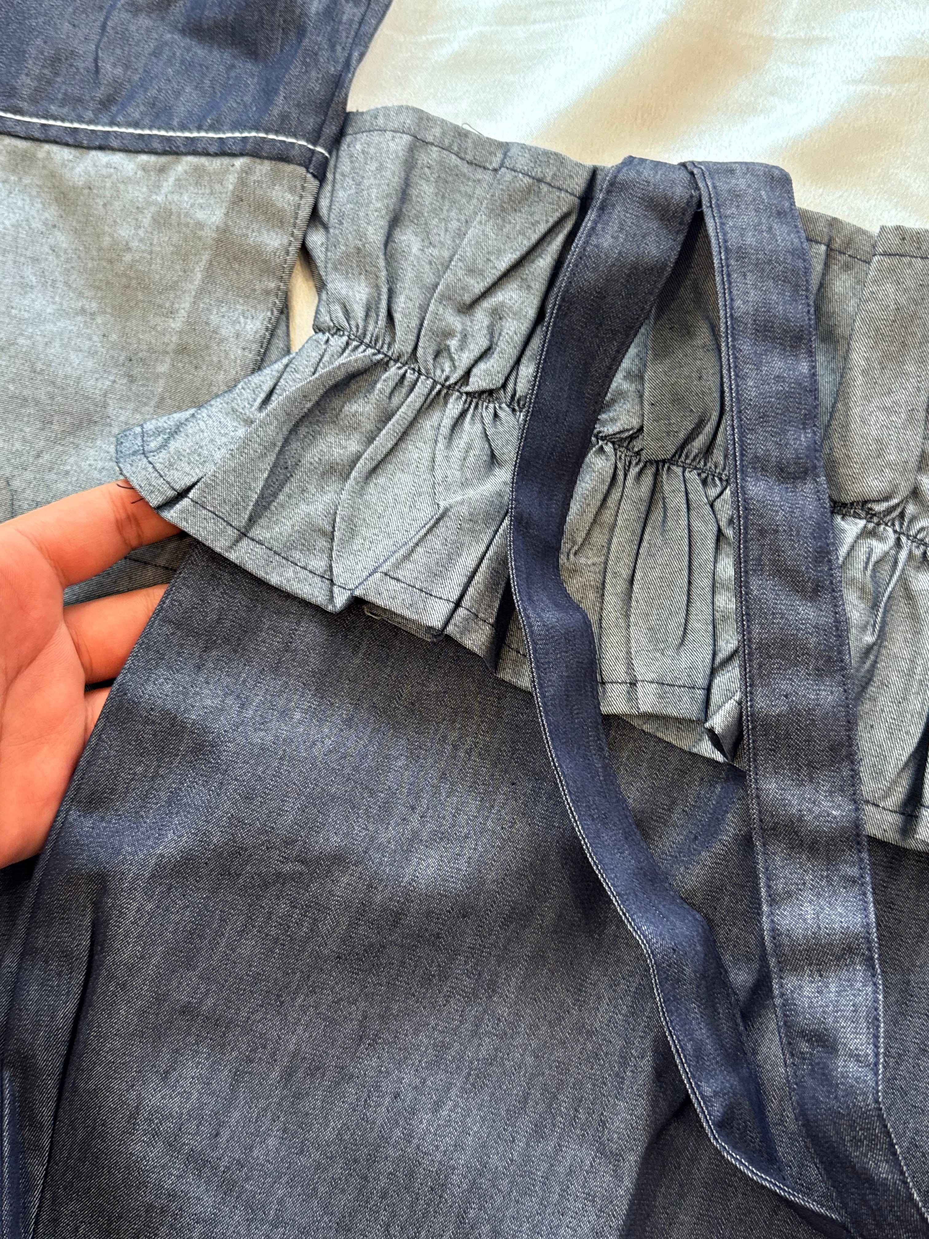 DENIM FARSHI SHALWAR SUIT(Handbag included)