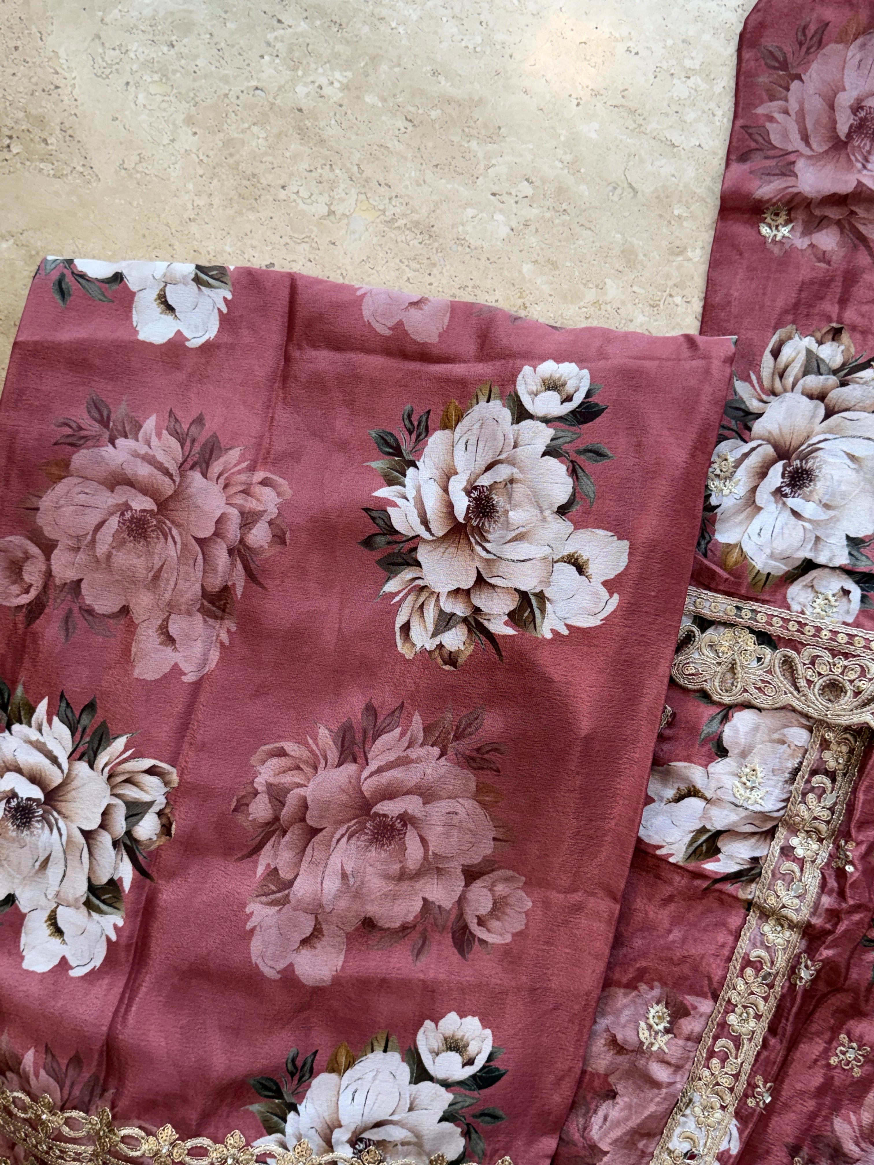 CHINNON SILK READYMADE EMBROIDERY SUIT 977 Q