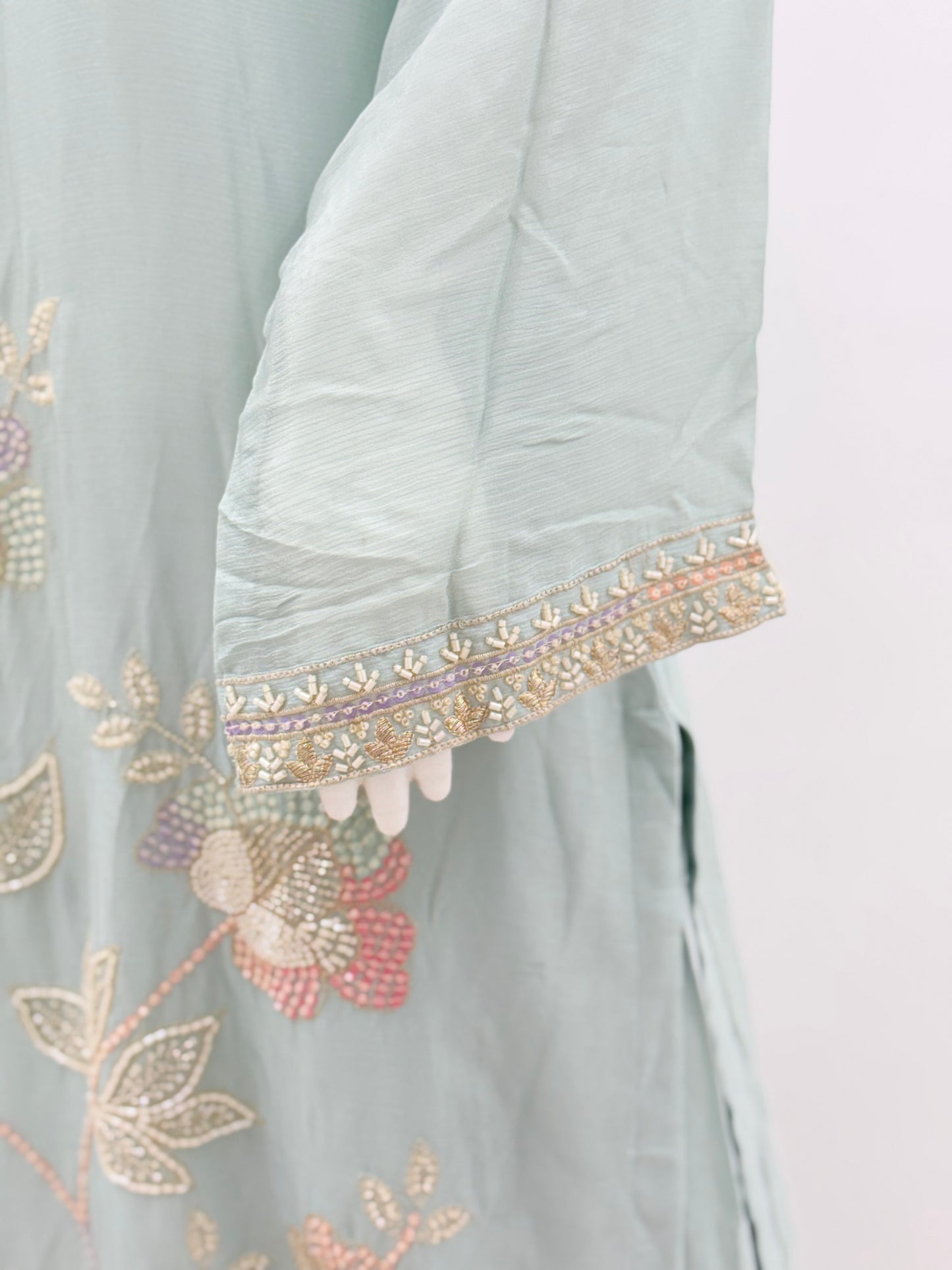 SKY BLUE PURE GEORGETTE READYMADE Q