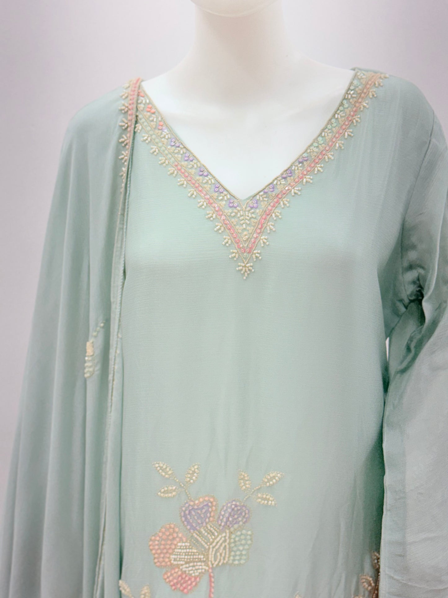 SKY BLUE PURE GEORGETTE READYMADE Q